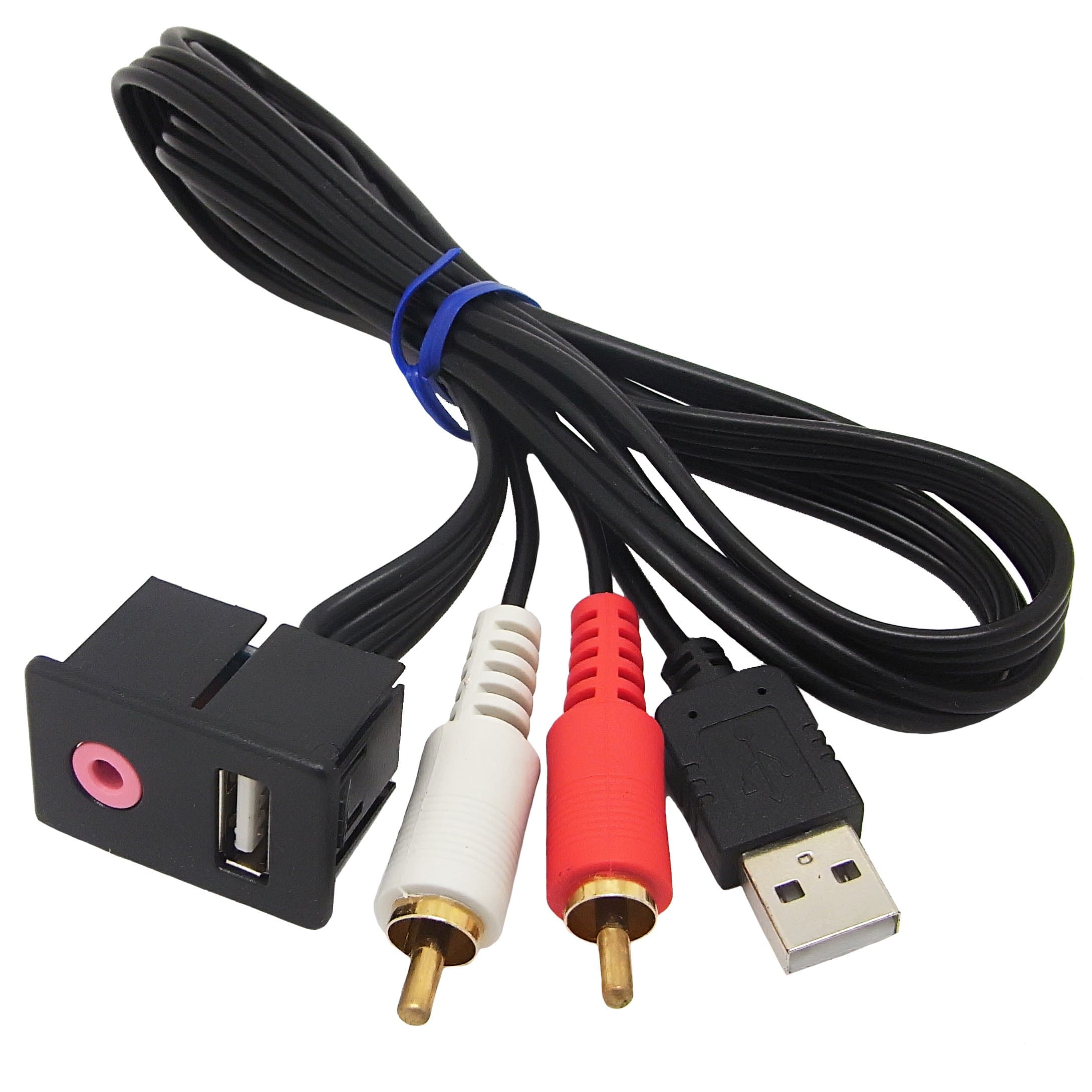 Chelink RCA Cable Adapter Socket for VW Toyota, Car Extention Mount Panel Mount with Audio Jack USB Cable