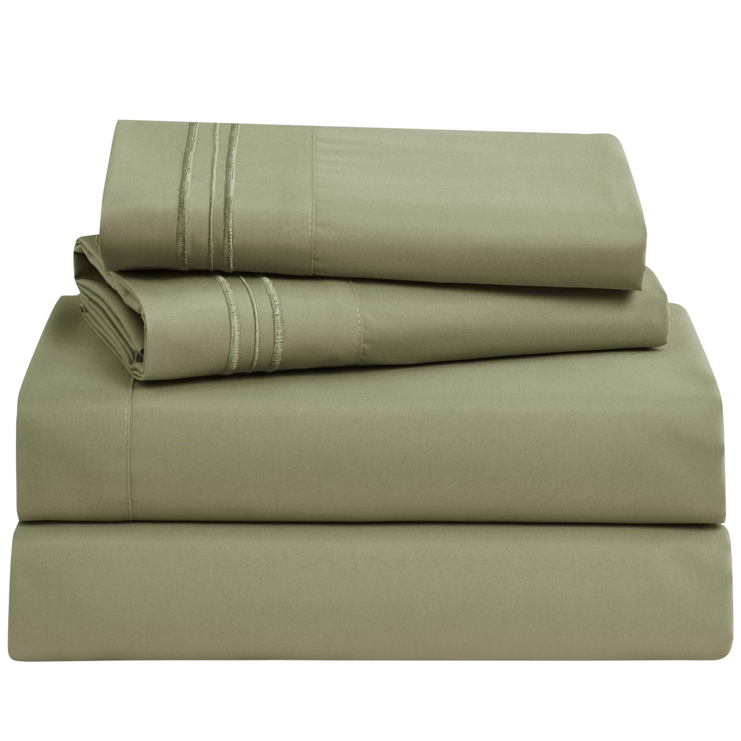 Bed Sheets, Premier 1800 Series 4 Piece Bed Sheet Set, Deep Pocket, Wrinkle, Fade, Stain Resistant, Luxury Soft Bedding Sheets & Pillowcases, Twin, Sage Green