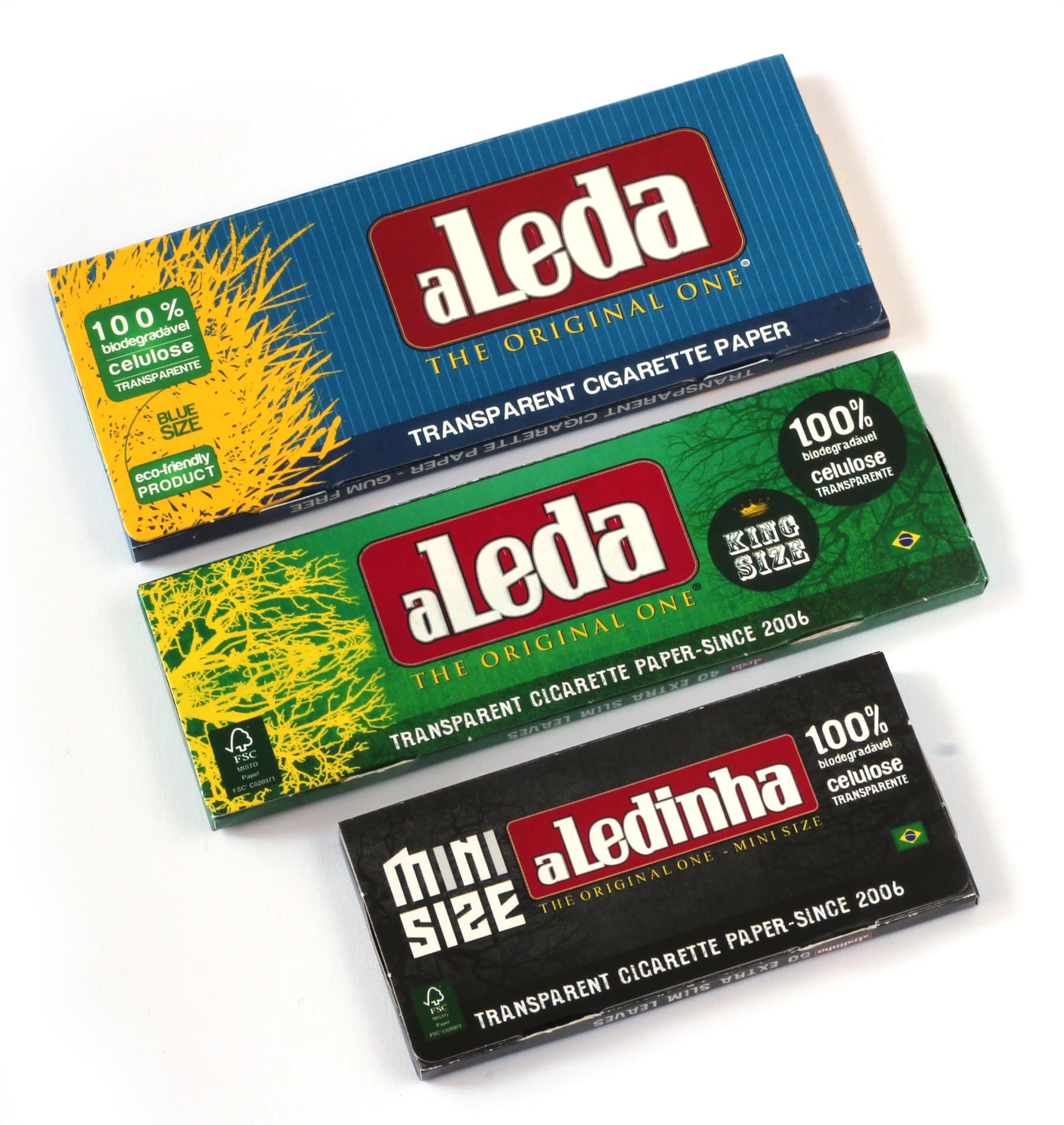 3 booklets - aLeda 3 different clear Cellulose rolling paper from Brazil = 140 leaves