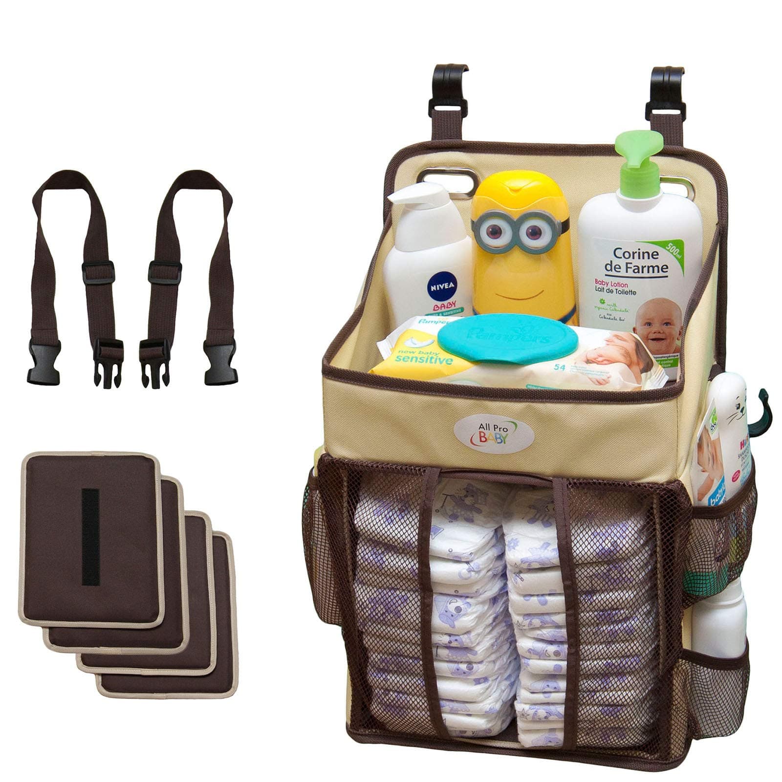 CINTHIA Diaper Stacker and Changing Table Organizer - Hard Plastic Body Prevent from Sagging - Hanging Caddy for Newborns fit Every Crib - Diaper Holder and Nursery Storage for Baby Boys and Girls