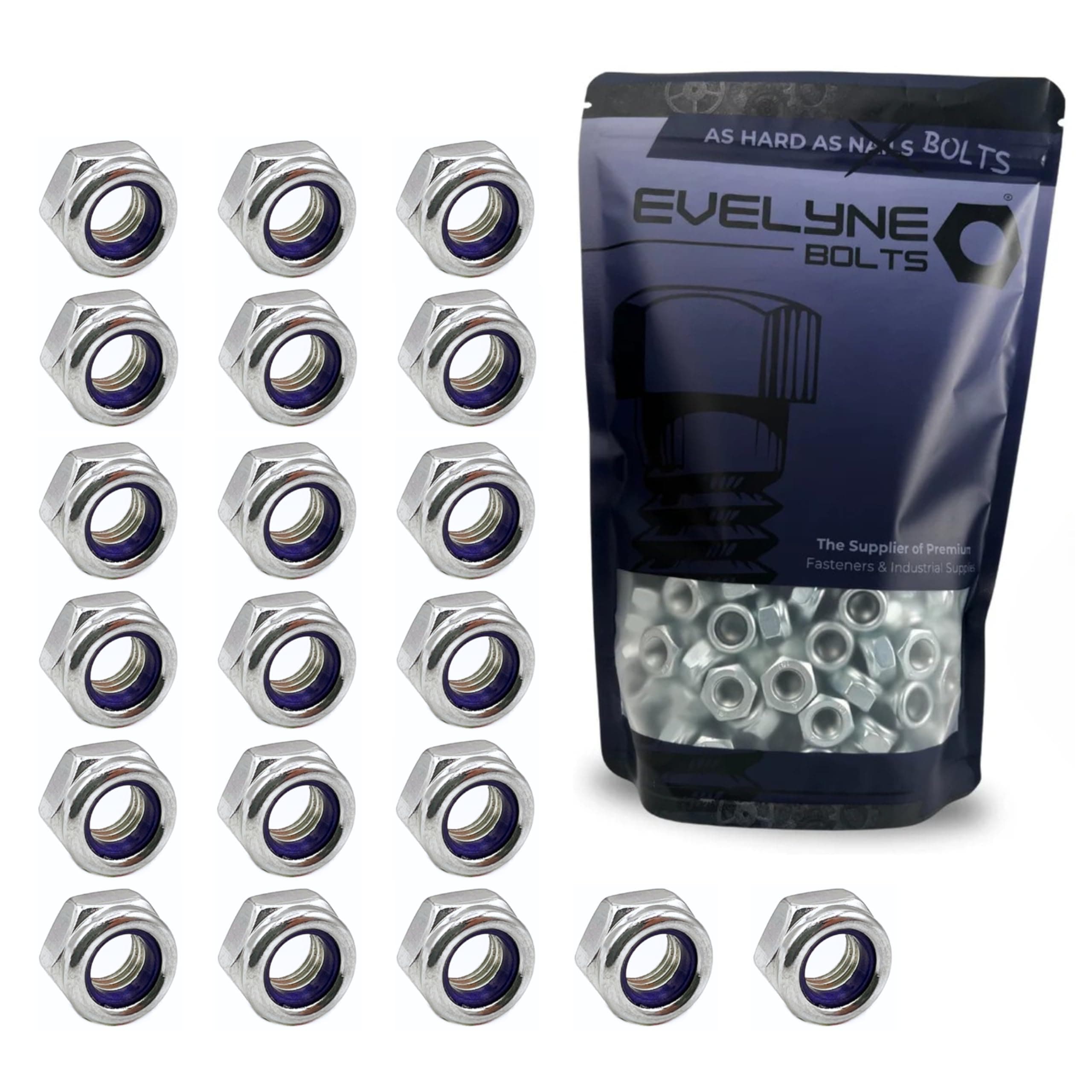 M4 Nyloc Steel Nuts, 4mm Self Locking Nuts with Nylon Inserts (20 Pack) Evelyne