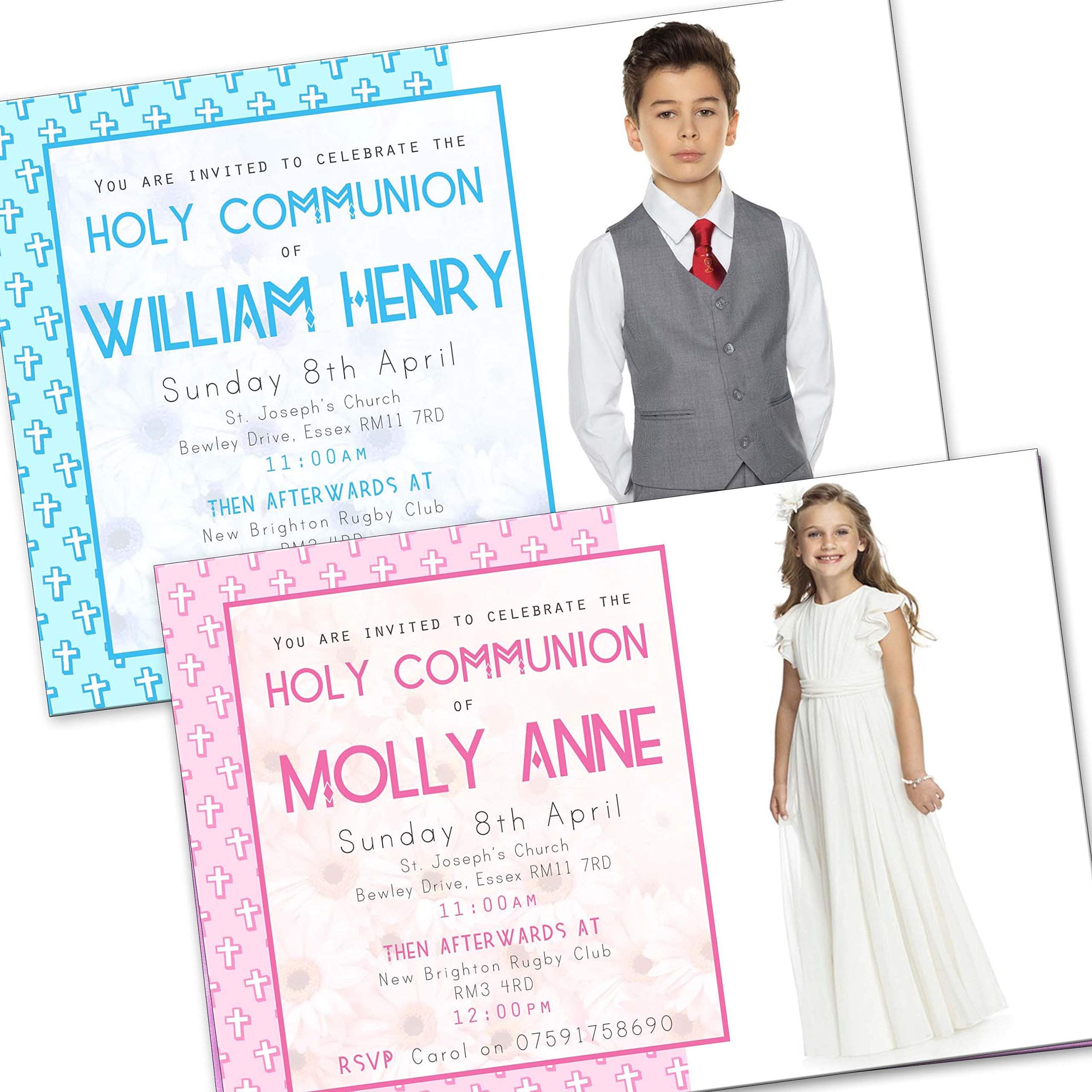 First Holy Communion Invitations & Envelopes - Cute crosses (click customize now for prices)