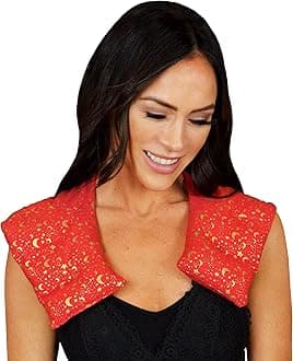 Nature's Approach Herbal Neck Wrap Microwavable Shoulder Wrap Cotton Organic Heating Pad - Cold Therapy Pain Relief for Muscle Tension Stress Reduction (Shoulder Wrap Celestial Red)