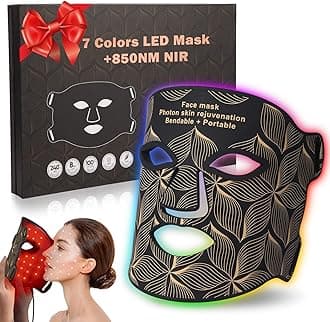 Red Light Therapy for Face, 8 Colors LED Face Mask Light Therapy with 850NM Near-infrared, Portable Rechargeable Red Light Therapy Mask Skin Care Device at Home and Travel for Anti-Aging, Black