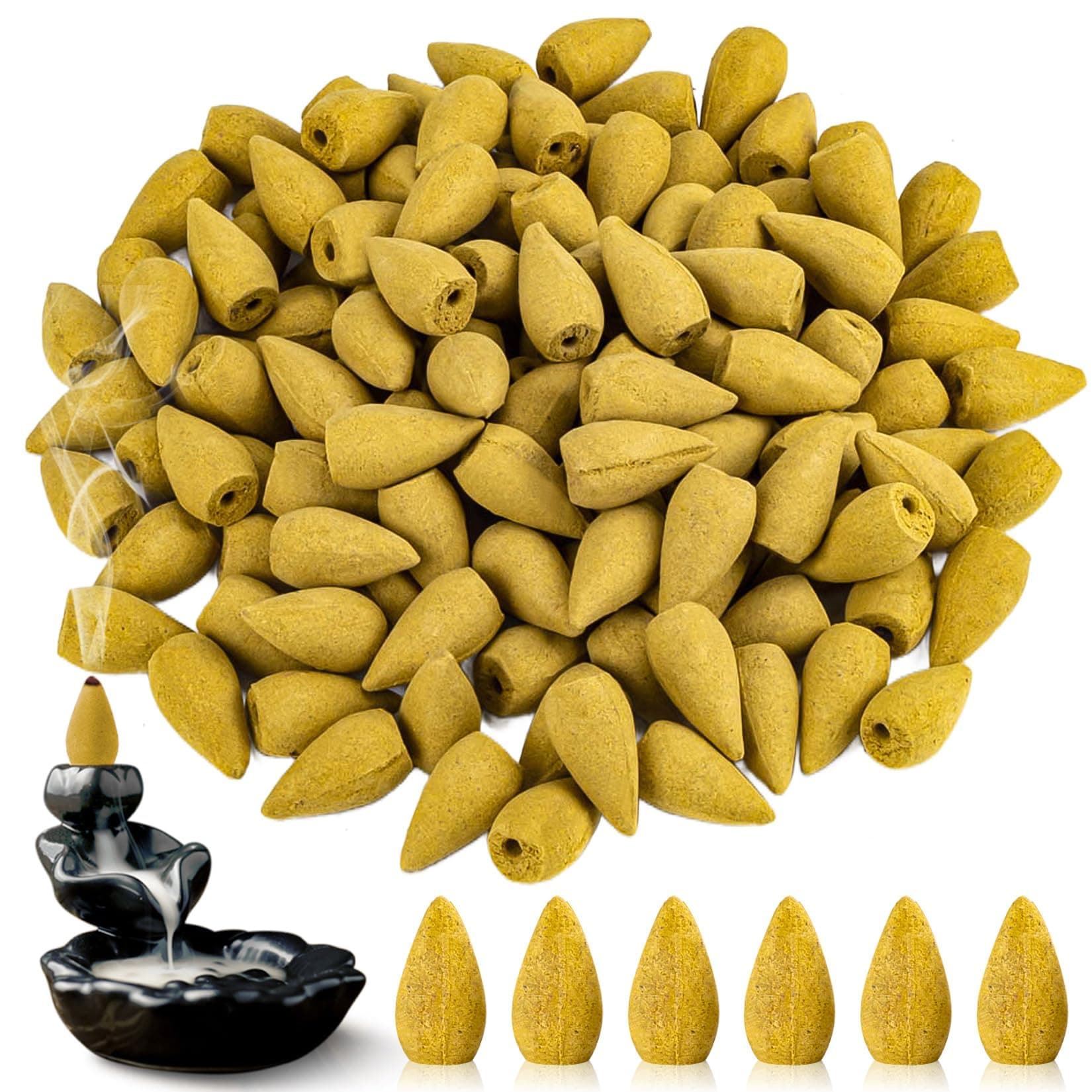 Sukh Backflow Incense Cones for Waterfall - 108 PCS Waterfall Scented Cone Bulk Aromatic Smoke Fountain for Aromatherapy Yoga Relaxation Home Decor(Jasmine Scents)