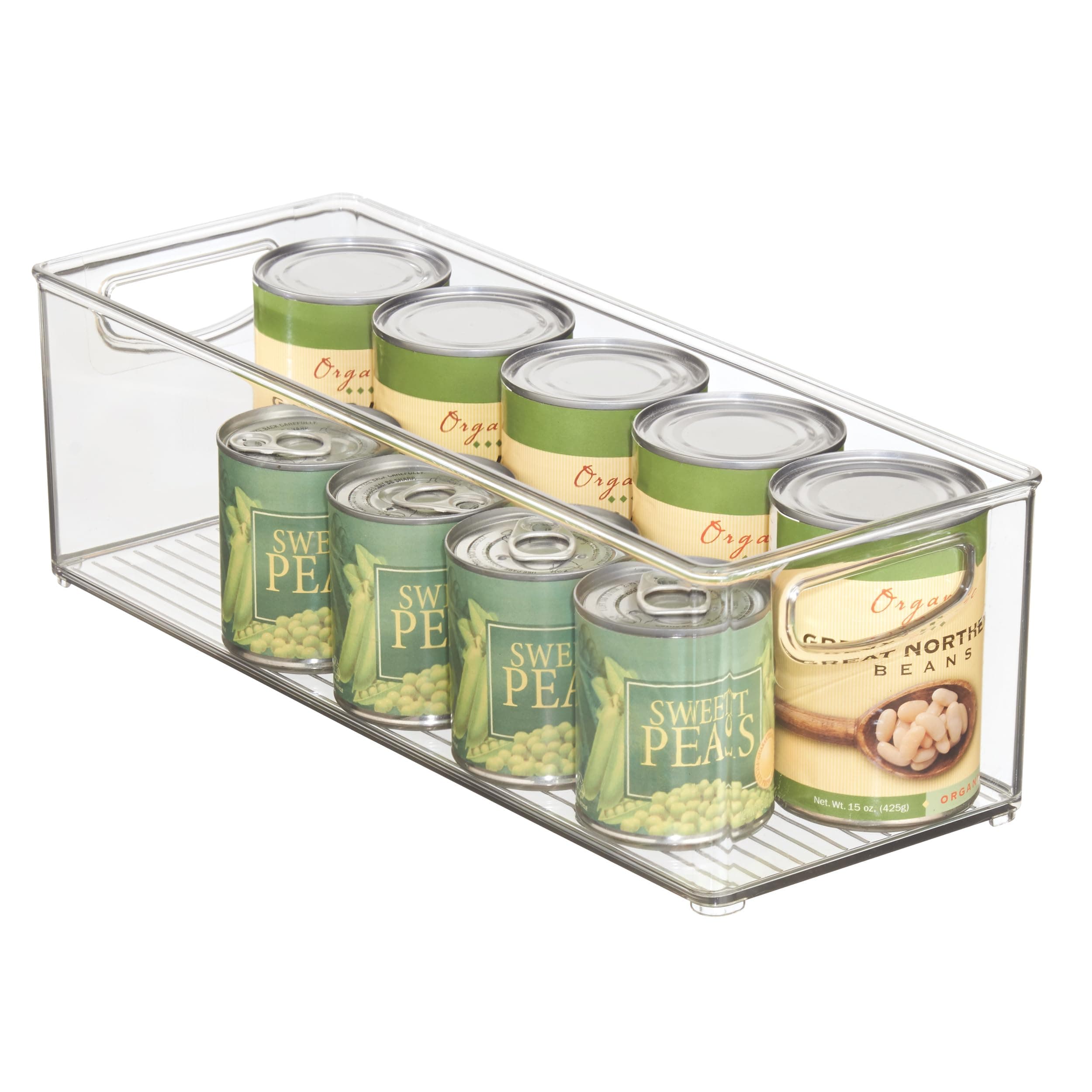iDesign Plastic Stackable Pantry Bin with Handles for Cabinets or Fridge, Clear, Made in USA