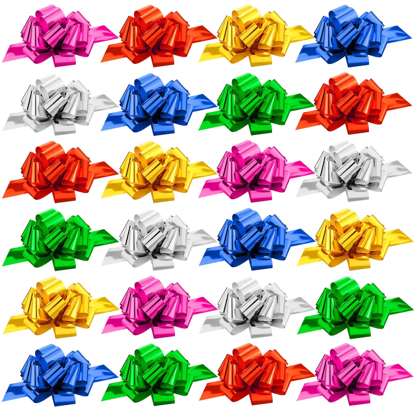 72 Pcs Christmas Wrap Pull Bows Gift Bows with Ribbon 5 Inches Bows for Gift Wrapping Gift Basket Gift Bag Box Wrapping Decor Birthday Anniversary Supplies (Red, Gold, Green, Rose Red, Silver, Blue)