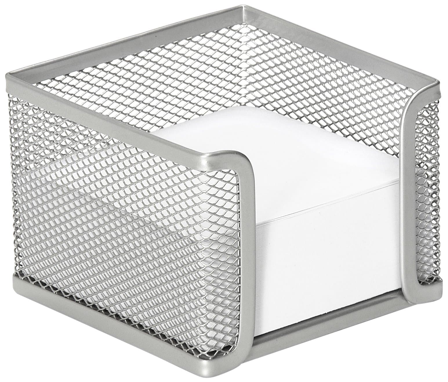 Wiremesh Memo Pad Holder with 400 Sheets, Desktop Memo Organizer & Note Dispenser, Compact Metal Mesh Desk Accessory for Office, Home & Study, Silver