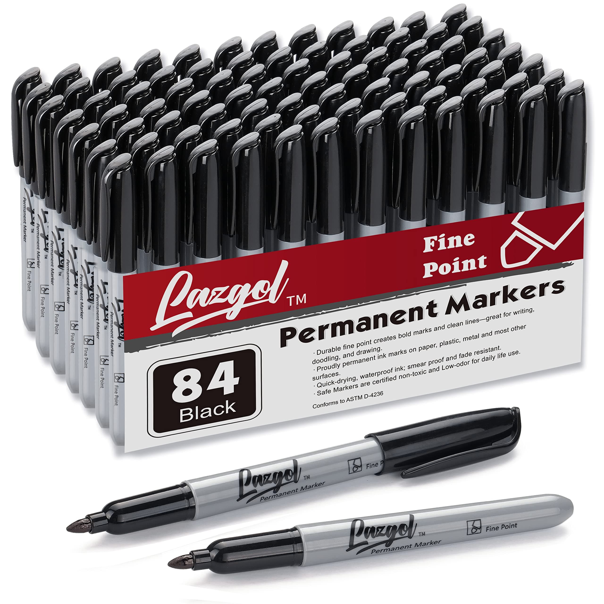 84 black fine point permanent markers