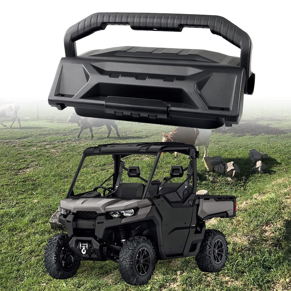 CPOWACE Dash Storage Box Compatible with Can-Am Defender HD5 HD8 HD10 MAX, Black Removable Storage Bin Upper Handy Tool Box Replace #715004344