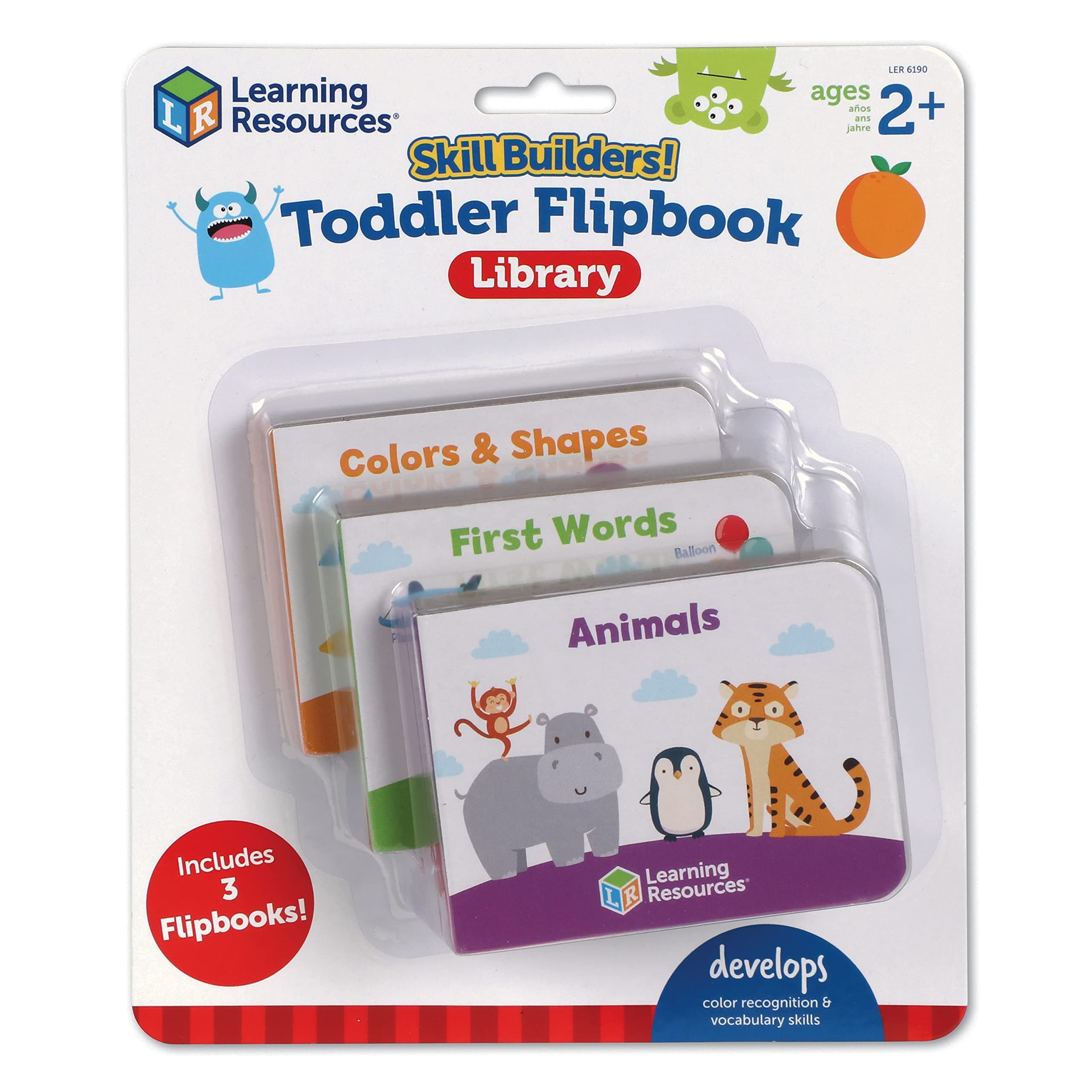 Learning Resources Skill Builders! Toddler Flipbook Library - 3 Pieces, Ages 2+, Educational Toys, Toddler Alphabet Activity Books, Homeschool Supplies