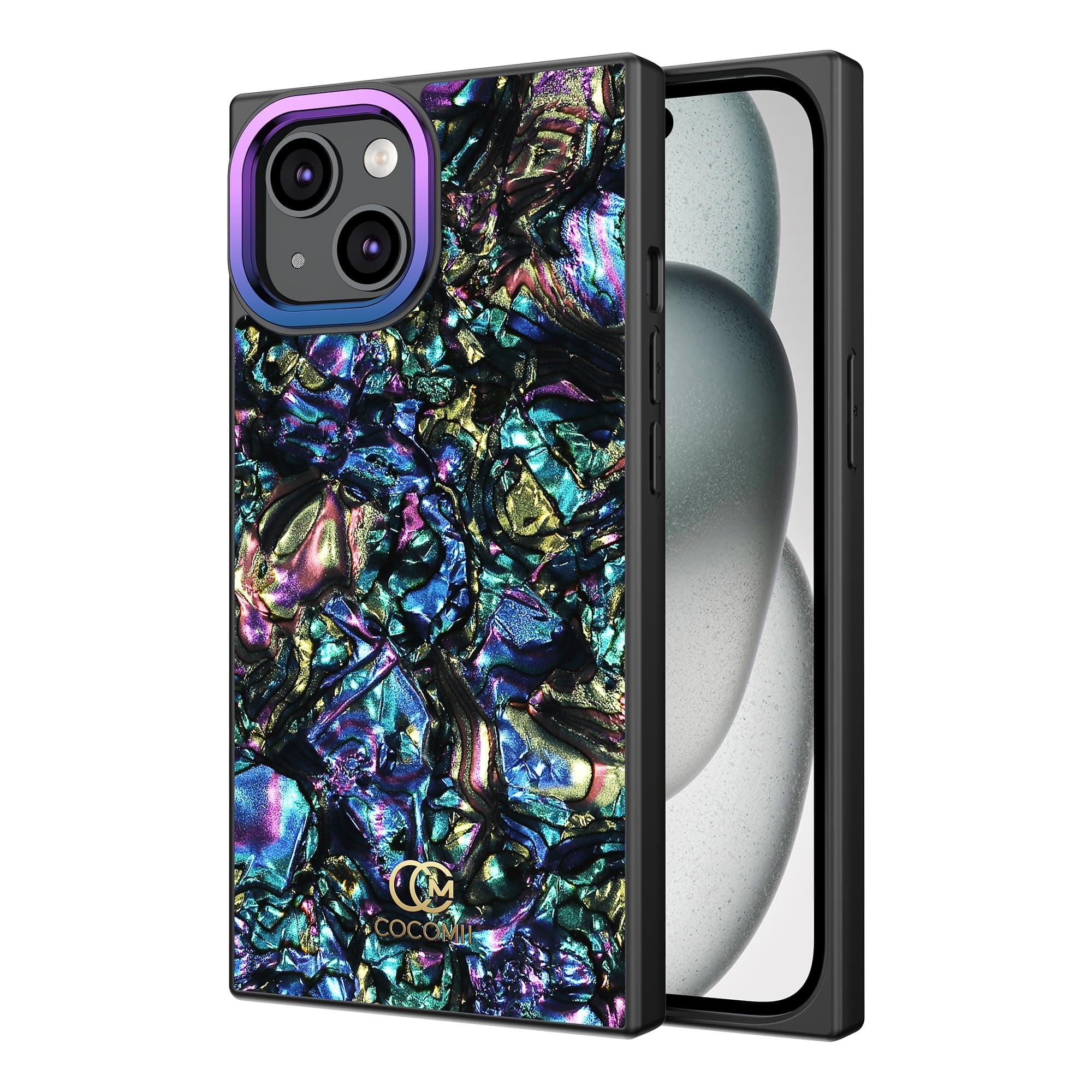 CocomiiRectangle Case Compatible with iPhone 15 - Opalescent Pearl, Camera Protector, Glossy, Women Girls Men, Protective Phone Case for iPhone 15 6.1 inch, Abalone