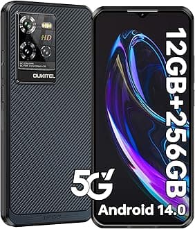 OUKITEL WP50 Rugged Phone Unlocked 5G-12GB RAM+256GB ROM Cell Phones, 6.6" Screen, 48MP Camera, 6500mAh Battery Smartphone, 5G Dual SIM Android 14 IP68/IP69K Waterproof Phone, NFC/GPS/T-Mobile, Blue