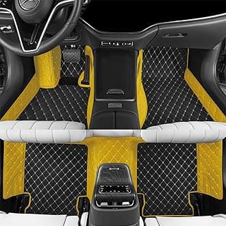 Custom car Floor mat is Compatible for Mercedes-Benz，to All Models for Benz (2000-2025) C260/C200/S500/ A260/ B200，Luxurious ‌All-Weather car Floor MATS. (Black Rice & Yellow)