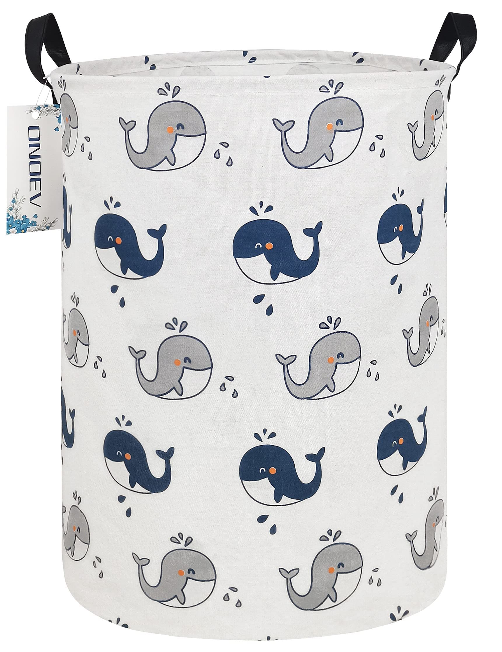 Round Foldable laundry basket with handle,gift basket,suitable for children's room and toy storage(whale)