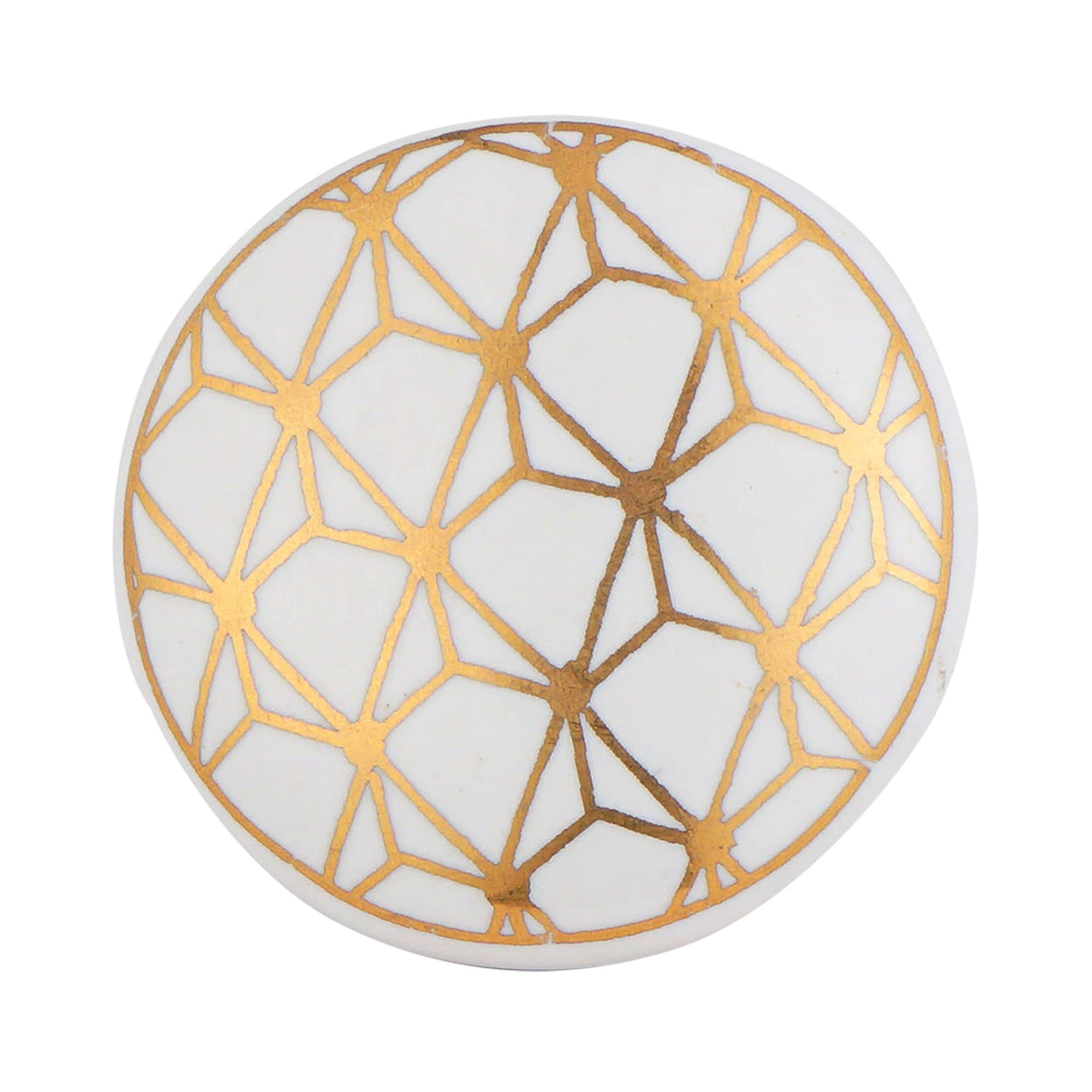 Set of 12 White and Gold Knobs – Contemporary Cabinet Pulls for Cabinets, Drawers and Dressers – Decorative Drawer Knobs for Living Room, Bathroom Fixtures, or Kitchen Cabinetry by Artisanal Creations