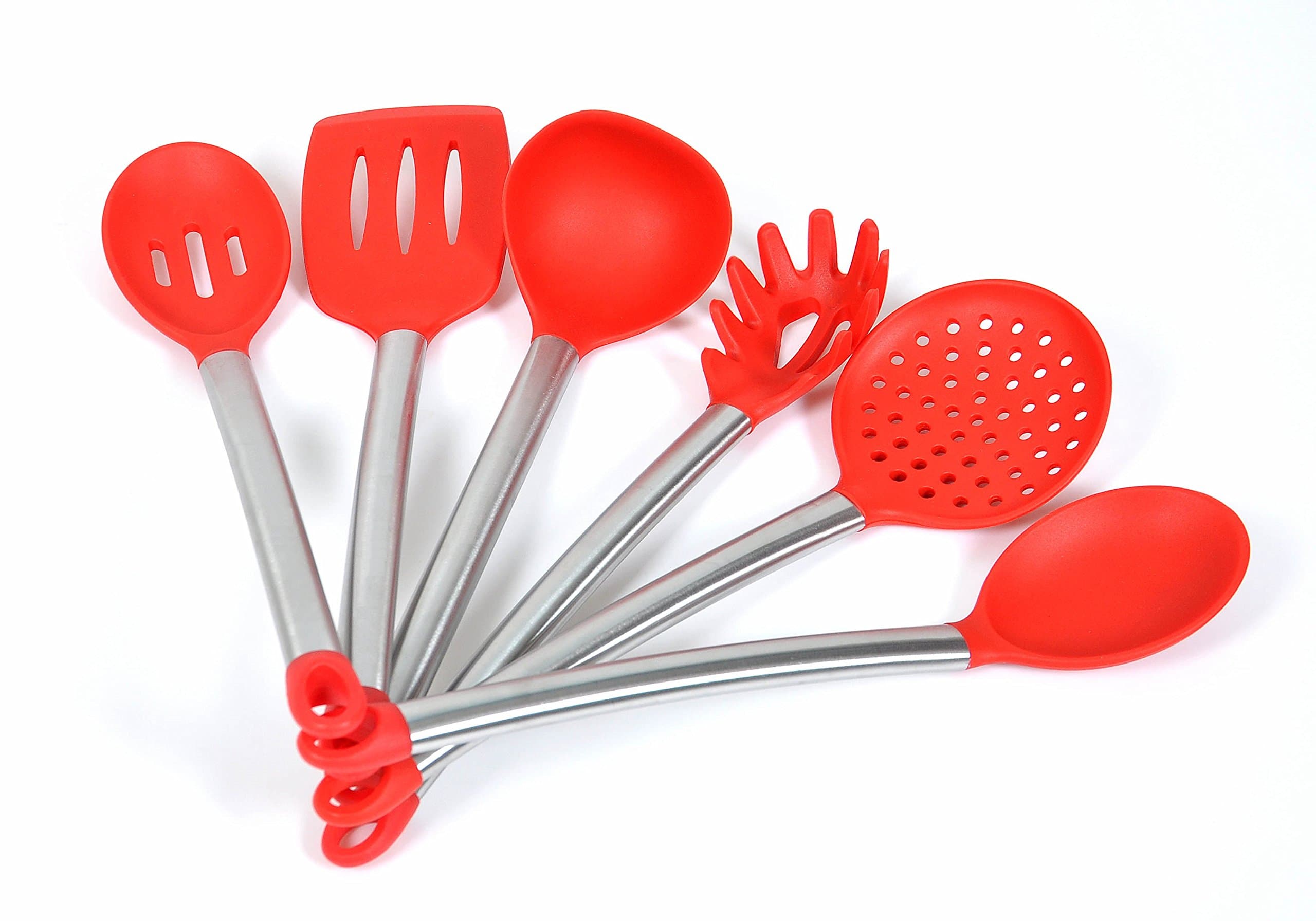 ChefzPros Nonstick Silicone Kitchen Utensil Set - Red