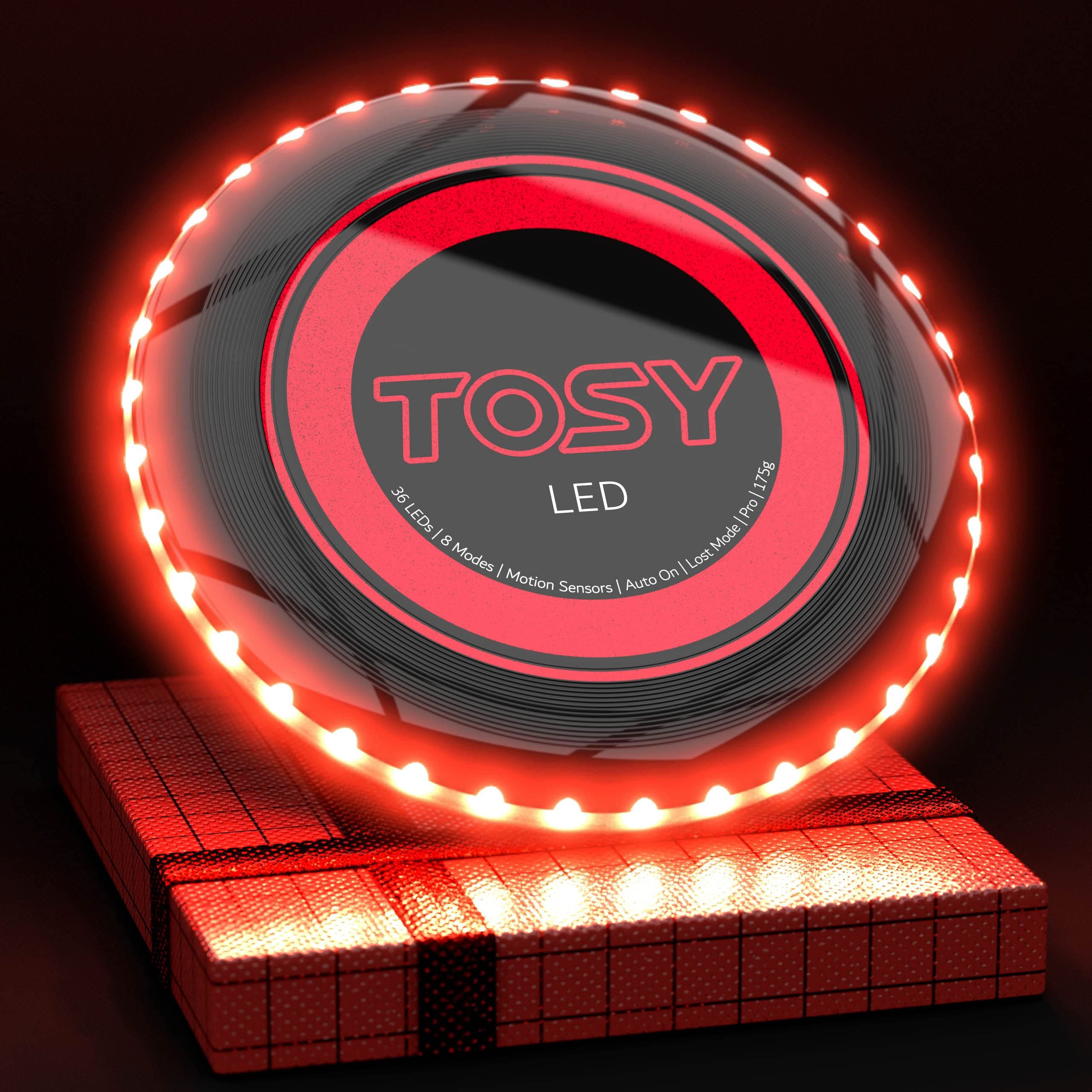 TOSY Flying Disc - 36 monocolor LEDs, Super Bright, Smart Modes, Cool Easter Gift, Camping Toy for Kid/Teen/Adult, Auto Light Up, Rechargeable, Waterproof, 175g