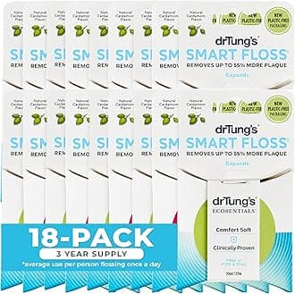 DrTung's Smart Floss - Natural Floss, PTFE & PFAS Free Floss, Gentle on Gums, Expands & Stretches, BPA Free - Natural Dental Floss Cardamom Flavor (Pack of 18)