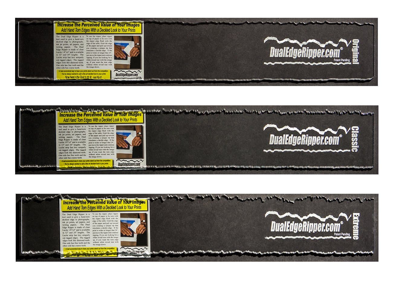 Dual Edge Ripper Ultimate Package Original, Classic and Extreme Bundle Watercolor Paper Deckle Edge Tool 3-24” Tools