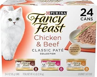 Purina Pate Wet Cat Food Variety Pack, Classic Collection Chicken & Beef - (24) 3 oz. Pull-Top Cans