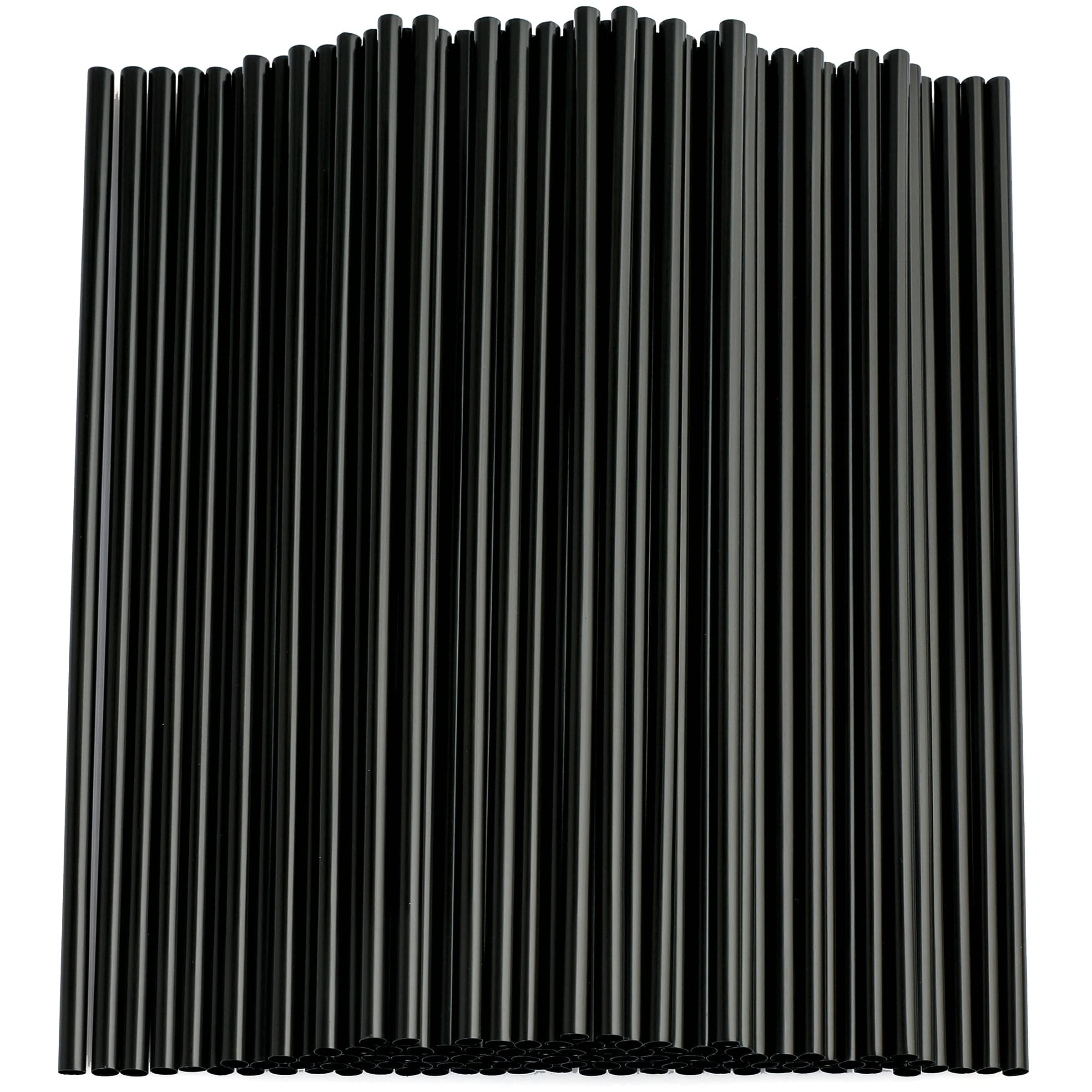 CVNDKN 100 Pcs Black Long Disposable Plastic Drinking Straws. (0.23''diameter and 10.2"long)-Black