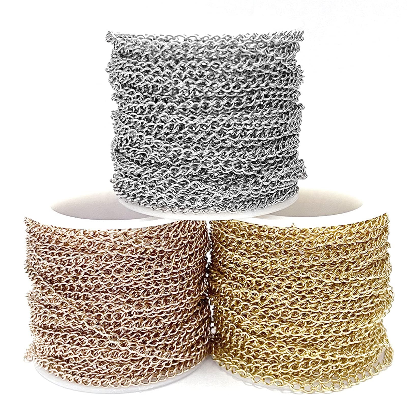 Aluminum Curb Chains Twisted Links Cross Cable Chains with Spool for Pendant Necklace Jewelry Making