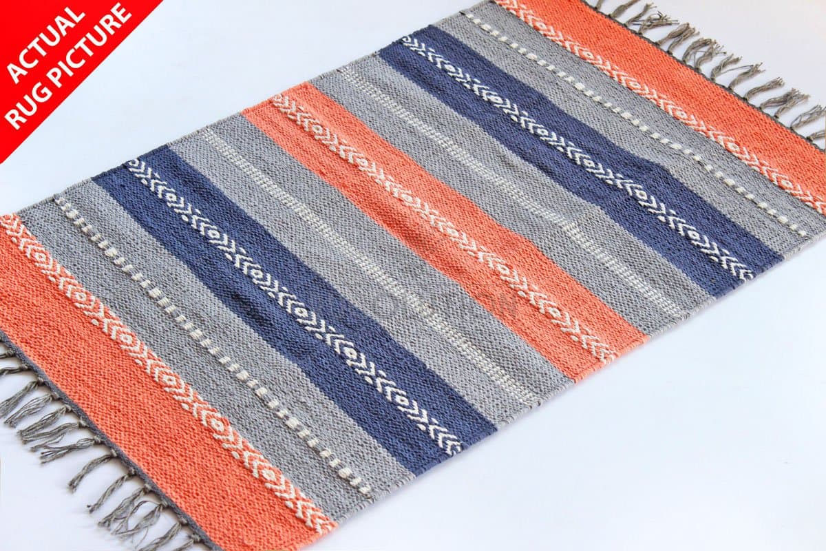 Rugolution Handmade 2'x3' / 60x90 cm Multicolor Striped Rug/Mat, Style: 0399