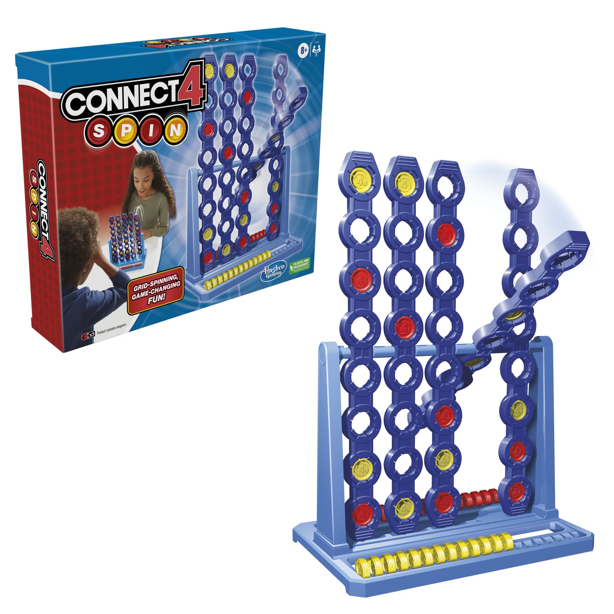 Hasbro Gaming Connect 4 Spin Game, Features Spinning Connect 4 Grid, 2 Player Board Games for Family and Kids, Strategy Board Games, Ages 8 and Up