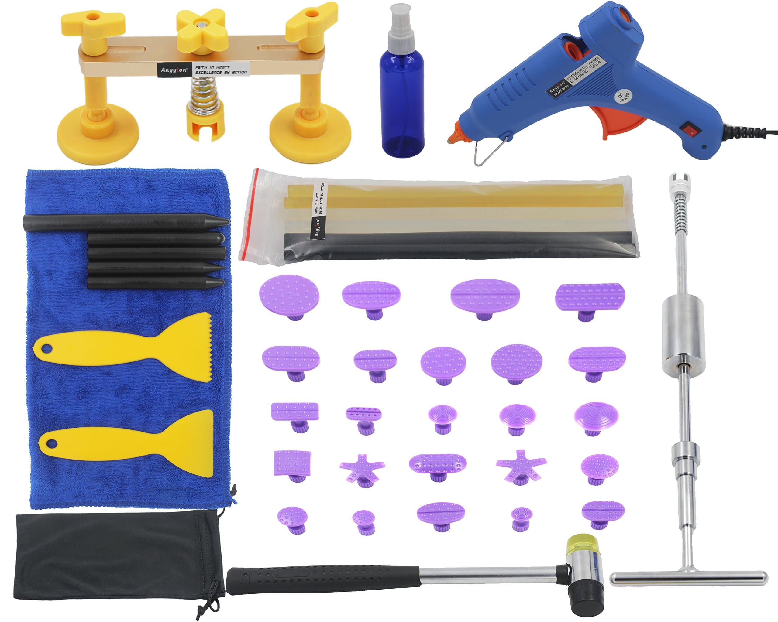 Anyyion Car Dent Puller Kit,Auto Body Dent Removal Tool Car Paintless Dent Repair Kit Pops a Dent ;（43 PCS Tool）