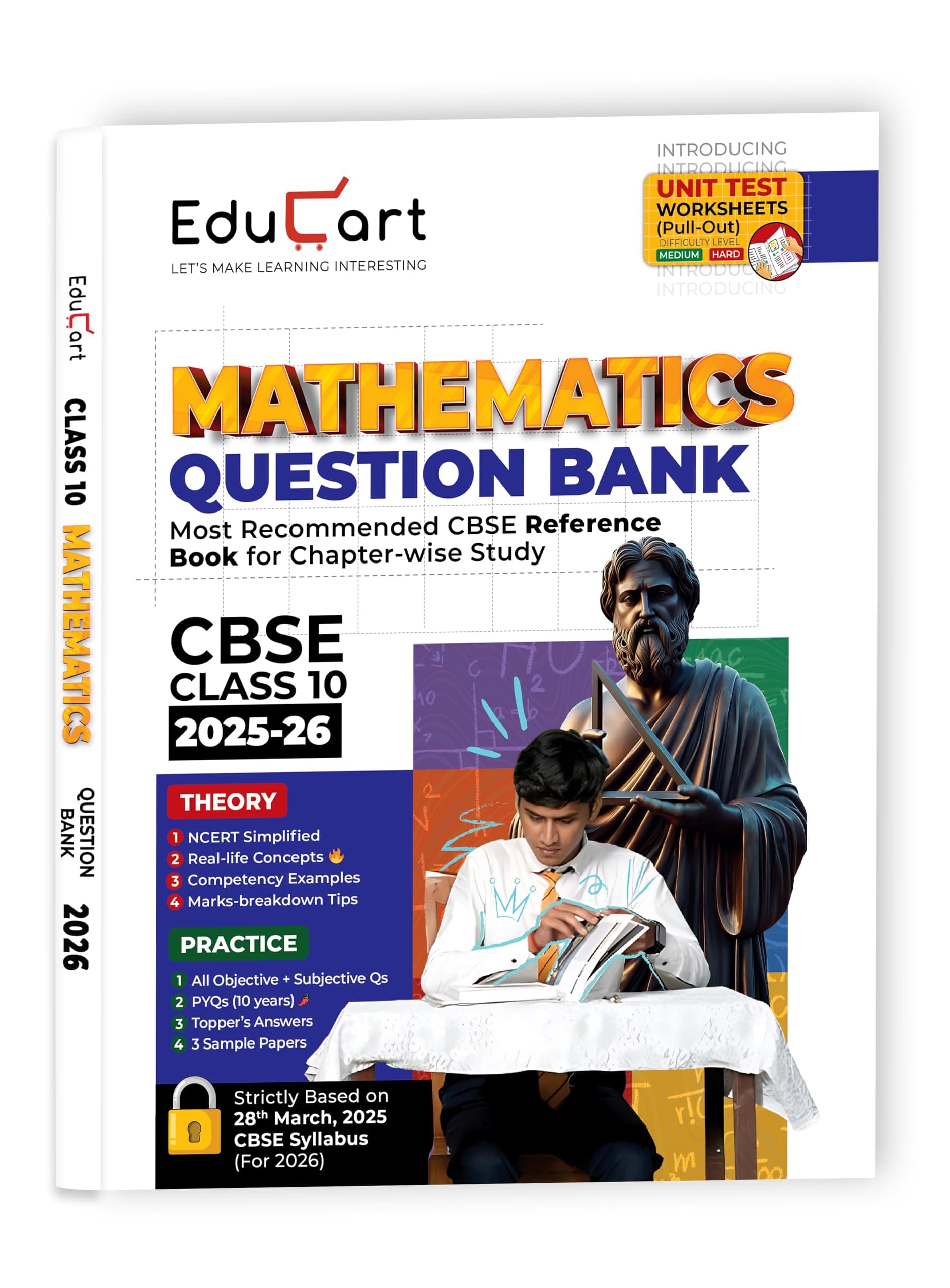 Educart Cbse Question Bank Class 10 Mathematics 2025-26 (Introducing Unit Test Worksheets for 2026 Boards Exam)