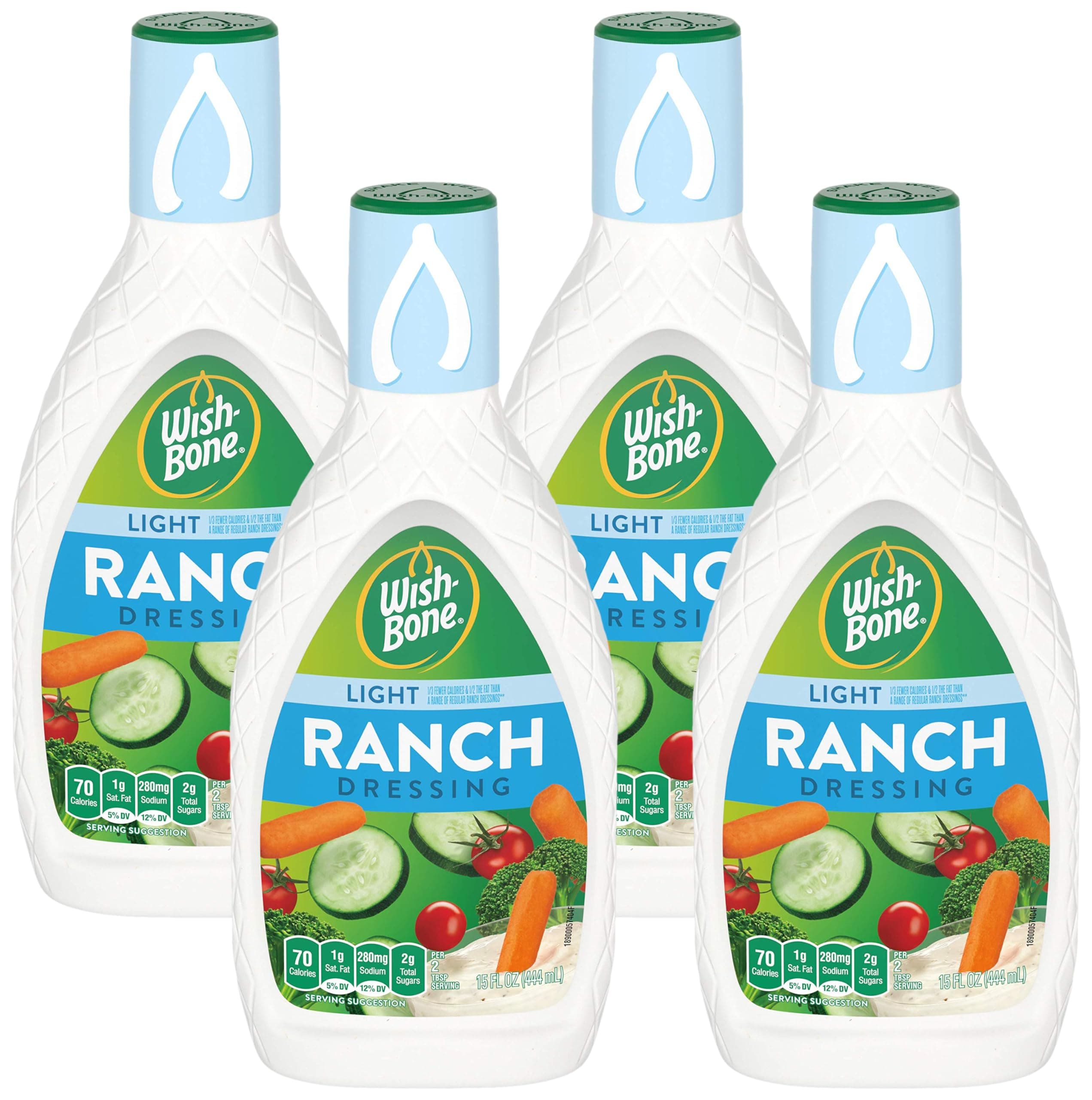 Wish-Bone Light Ranch Salad Dressing, 15 FL OZ (Pack of 4)