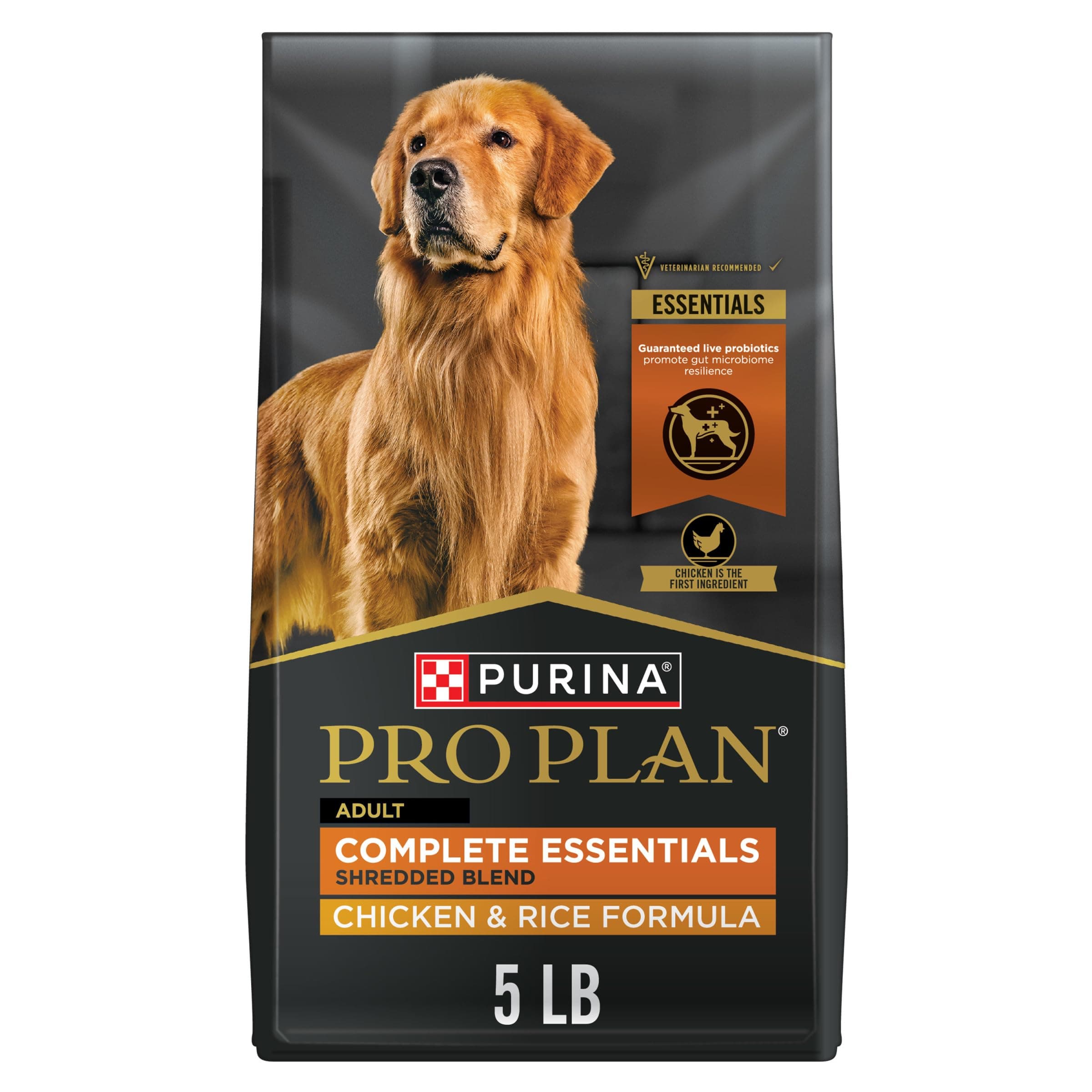 Purina Pro Plan Complete Essentials Shredded Blend Chicken and Rice Dog Food Dry Formula with Probiotics for Dogs - 5 lb.