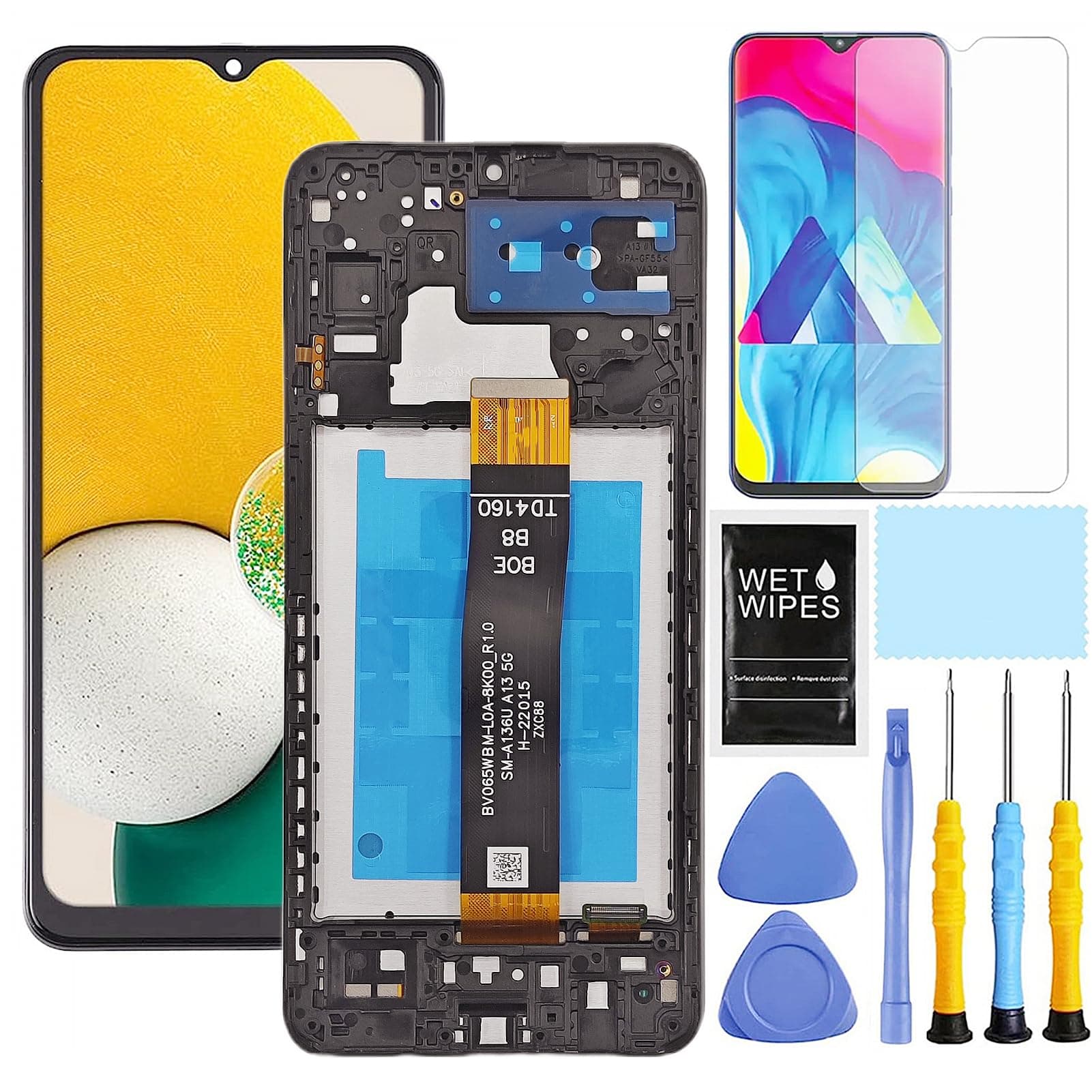 for Samsung Galaxy A13 5G Screen Replacement with Frame for Samsung a13 a136u Screen Replacement kit s136dl a136a a136w LCD Touch Display digitizer with Repair Part Tools 6.5 inch