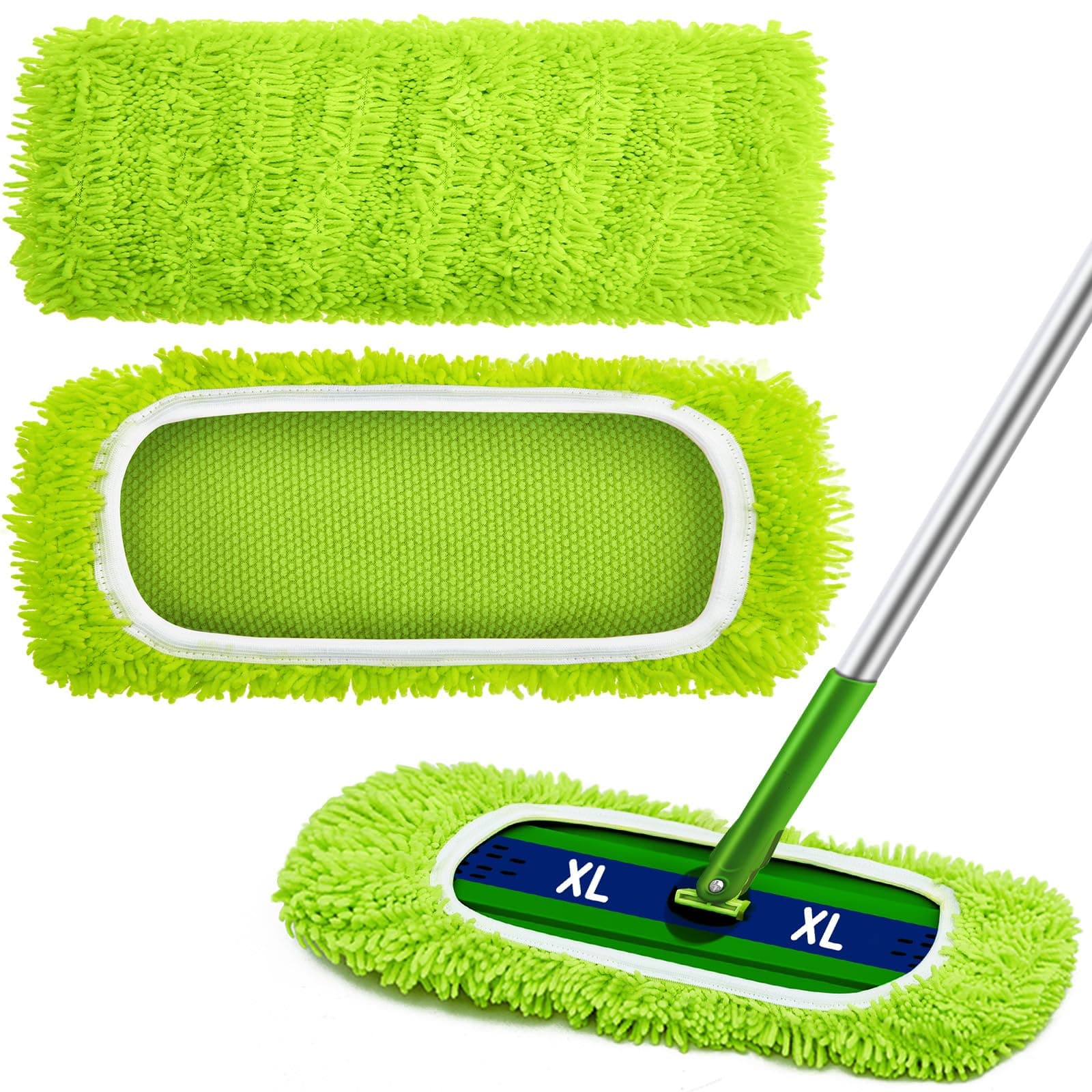 Toulite 2 Pcs Reusable Mop Refill Pads Replacement Compatible with Most XL Sweeper 17" x 5" Microfiber Mops Head Floor Cleaning Supplies (Handle is Not Included)