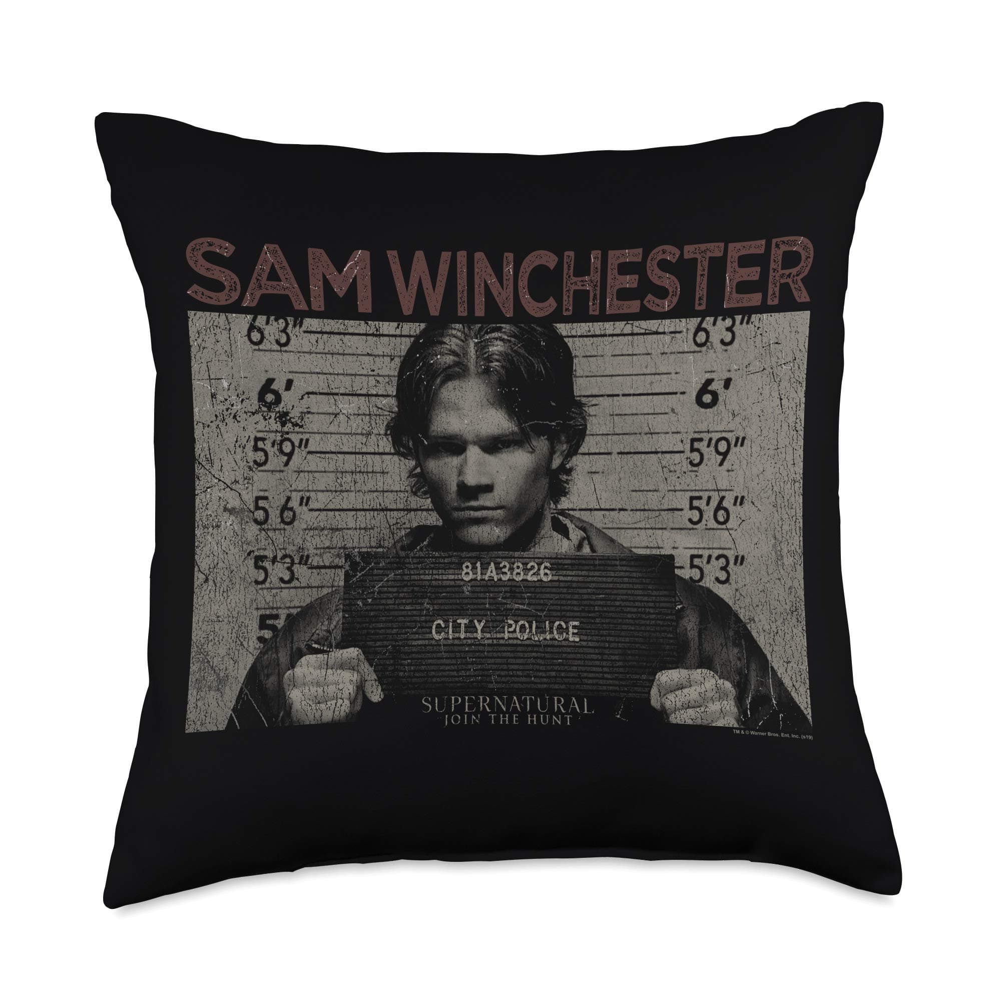 Supernatural Sam Mug Shot Throw Pillow