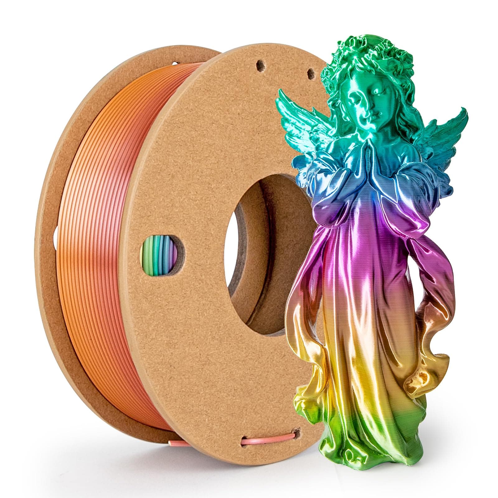 Silk Rainbow PLA Filament 1.75mm Silk PLA 3D Printer Filament Shiny Fast Color Changing Gradient Filament Fit Most FDM Printers, 250g Spool(0.55lbs), Candy Series