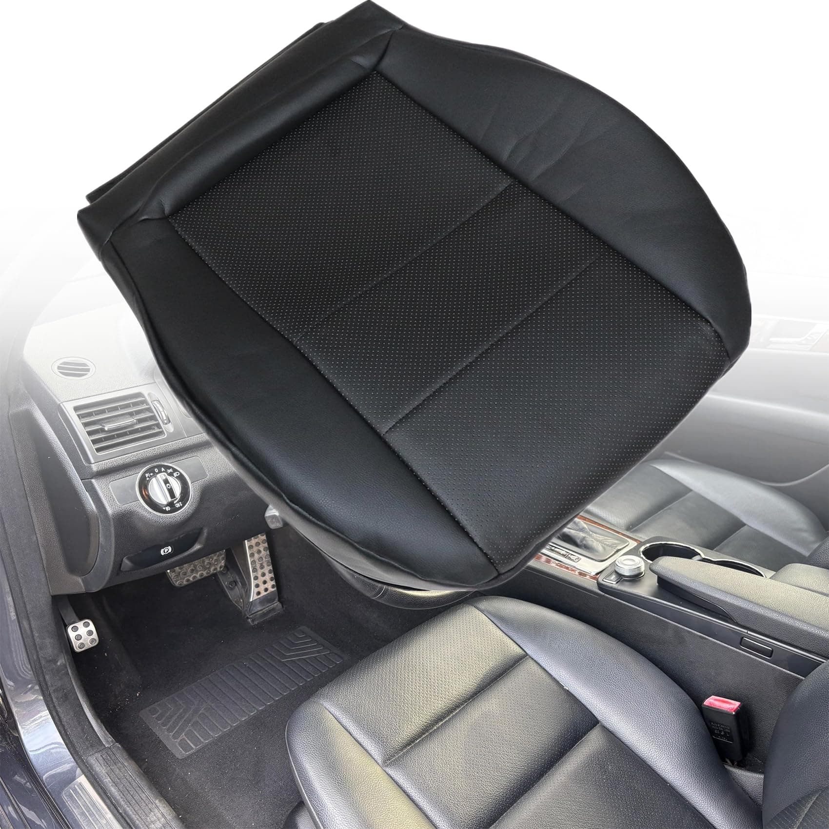 Priprilod Black Microfiber Leather Driver Side Bottom Replacement Seat Cover Compatible with Mercedes Benz C250 C300 C350 2008-2014, Compatible with Mercedes Benz GLK250 GLK280 GLK300 GLK350 2008-2015