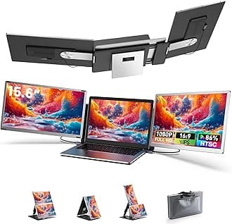 S6 Laptop Screen Extender | Silver | 15.6'' | FHD 1080P | 86% NTSC | Triple Laptop Monitor Extender | Working with Windows, Mac, DeX, Chrome, Desktop, Mini PC