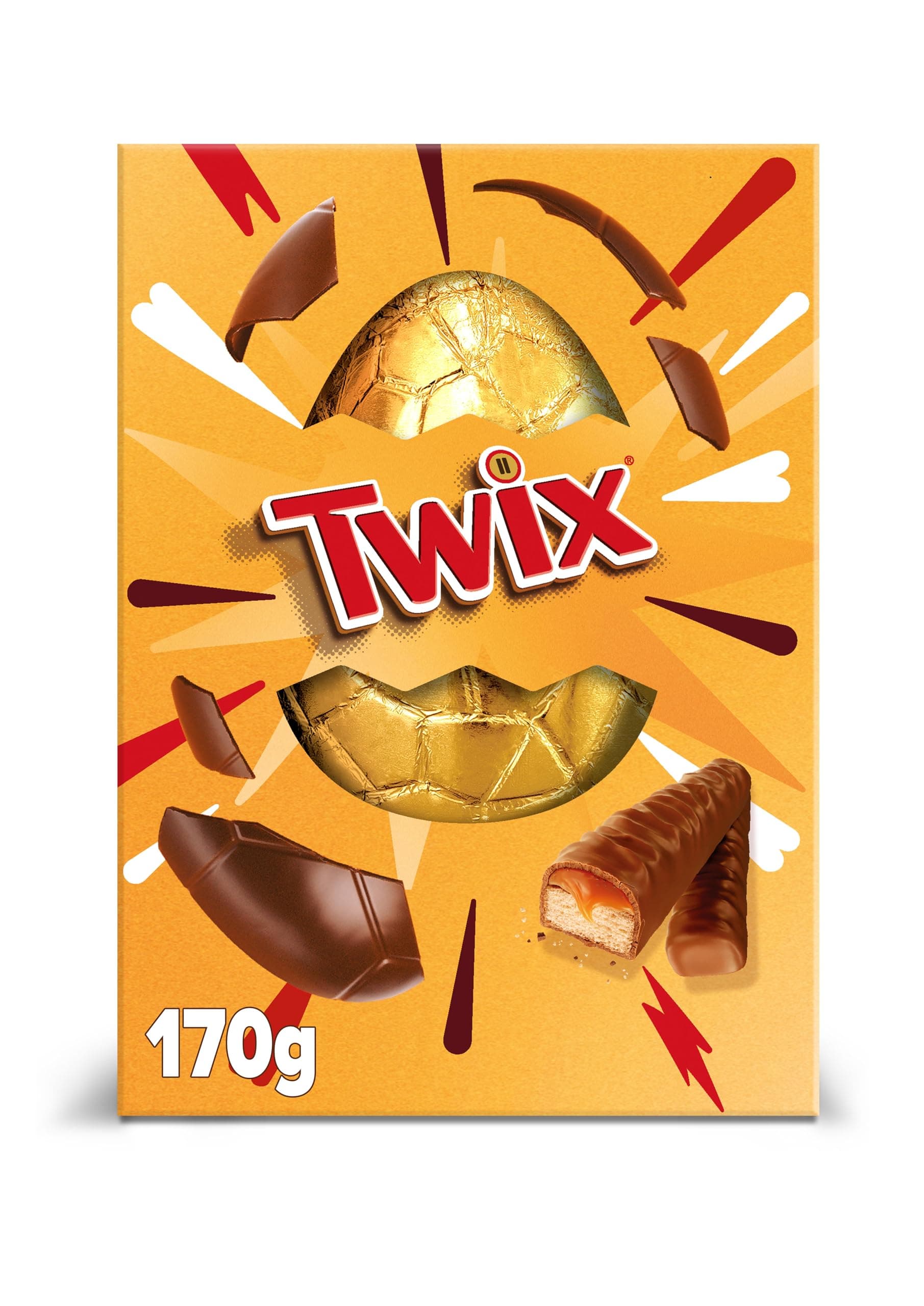 Twix Large Easter Egg 170g – Milk Chocolate Hollow Egg with TWIX Bar, Caramel & Biscuit Chocolate Treat, Easter Gift, Egg Hunt Prize & Sharing Chocolate