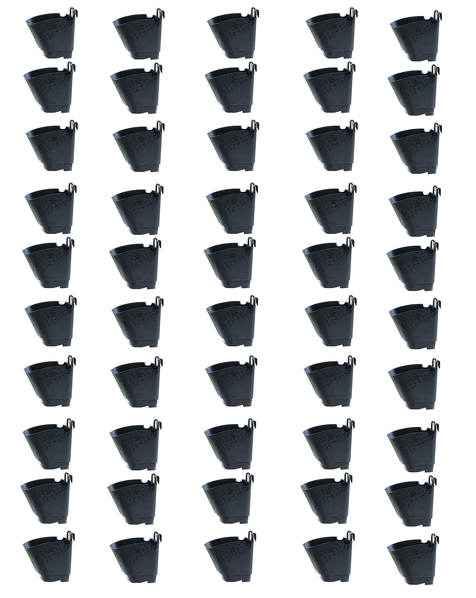 Plastic Wall Hanging Pots, Black, 9.13 cm X 7.48 cm X 4.56 cm, 50 Pieces