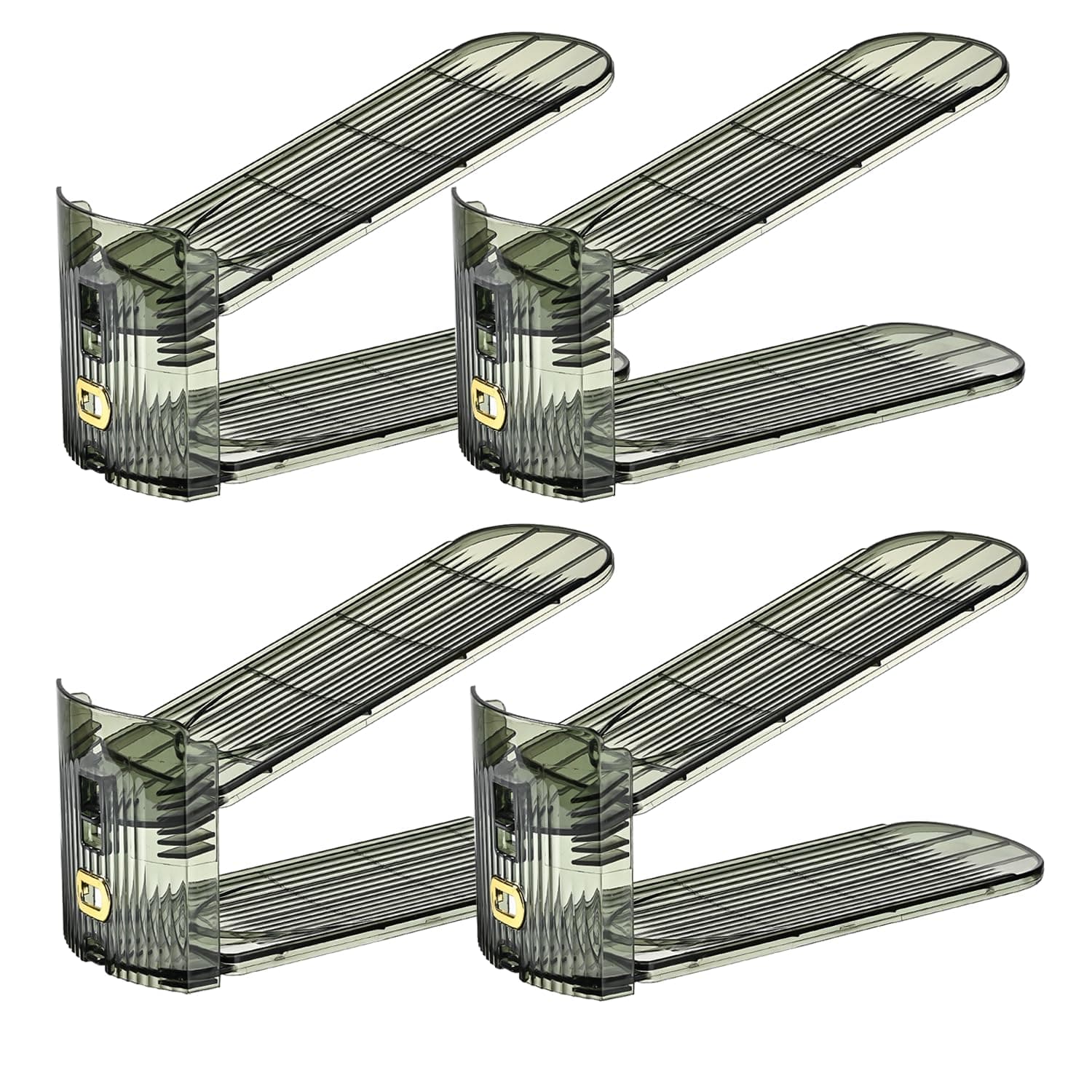 shoe slots organizer, Clear Shoe Stacker, Adjustable Level Shoe Rack,Storage Space Saver for Sneakers Display(Green Transparent, 4Pack)