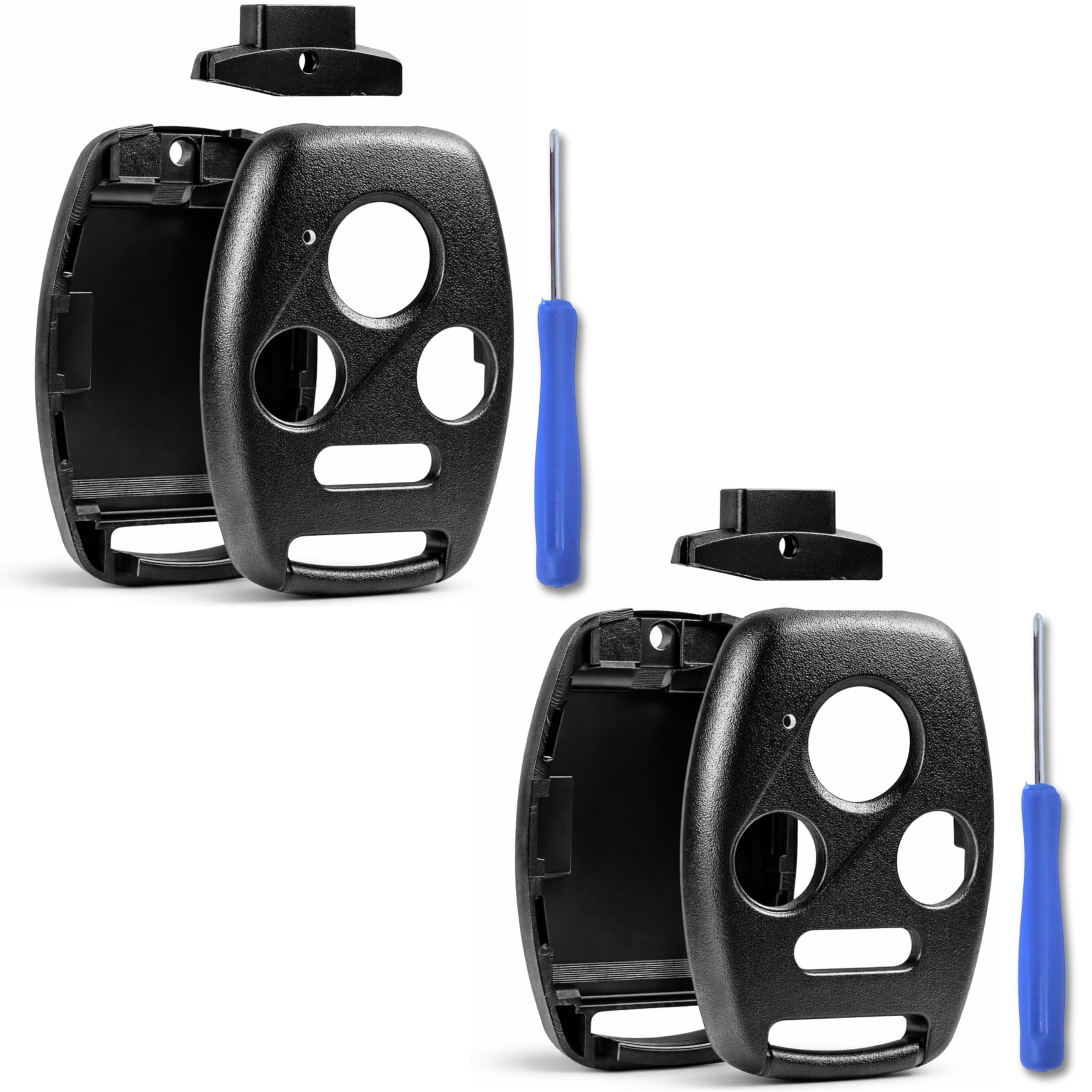 Cutting NOT Required - 2 Key Fob Keyless Entry Remote Shell Case & Pad fits Honda 2003-2012 Accord / 2006-2013 Civic EX / 2009-2015 Pilot /2005-2006 CR-V