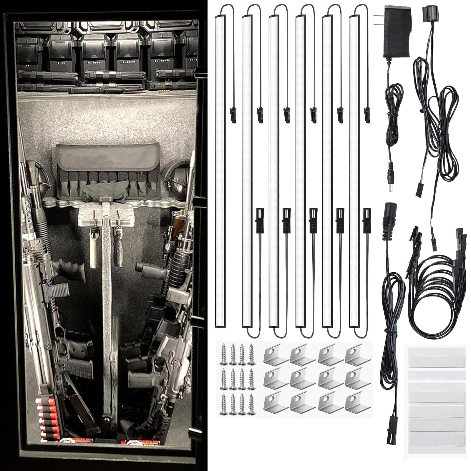 Sponsored Ad - Martronic Door Activated Safe Light Kit, Multiple Packs 12 Inch 5000K Black Led Safe Lighting Kit with Power Adapter, Self-Adhesive - Ideal for Safes, Closets, and Pantries