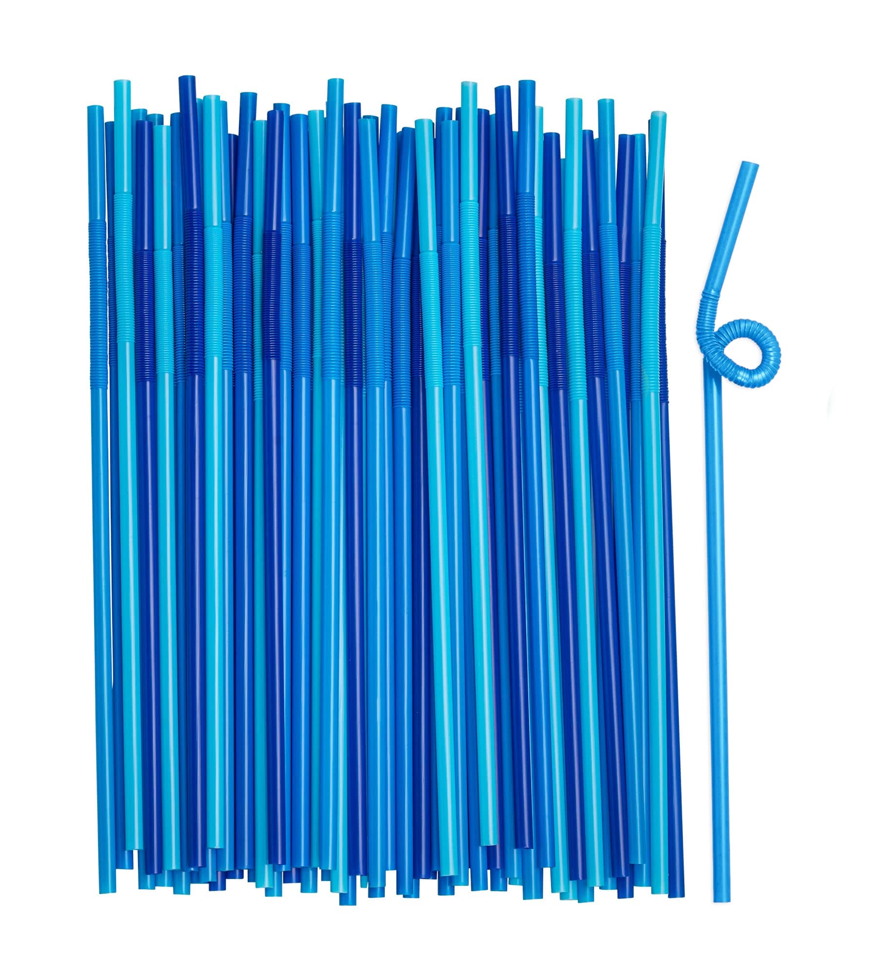 Comfy Package [300 Pack] 10.02" High Long Flexible Straws, Disposable Plastic Drinking Straws - Blue