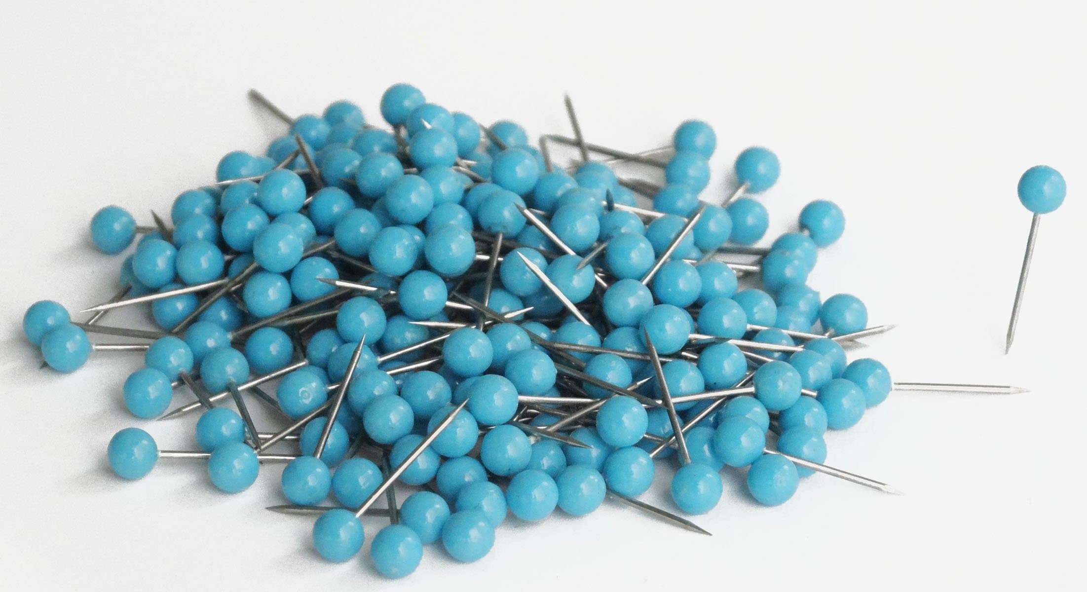 1/8 Inch Colored Plastic Small Round Ball Head Thumb Map Tacks Pushpins , 300PCS / Box (Light Blue)