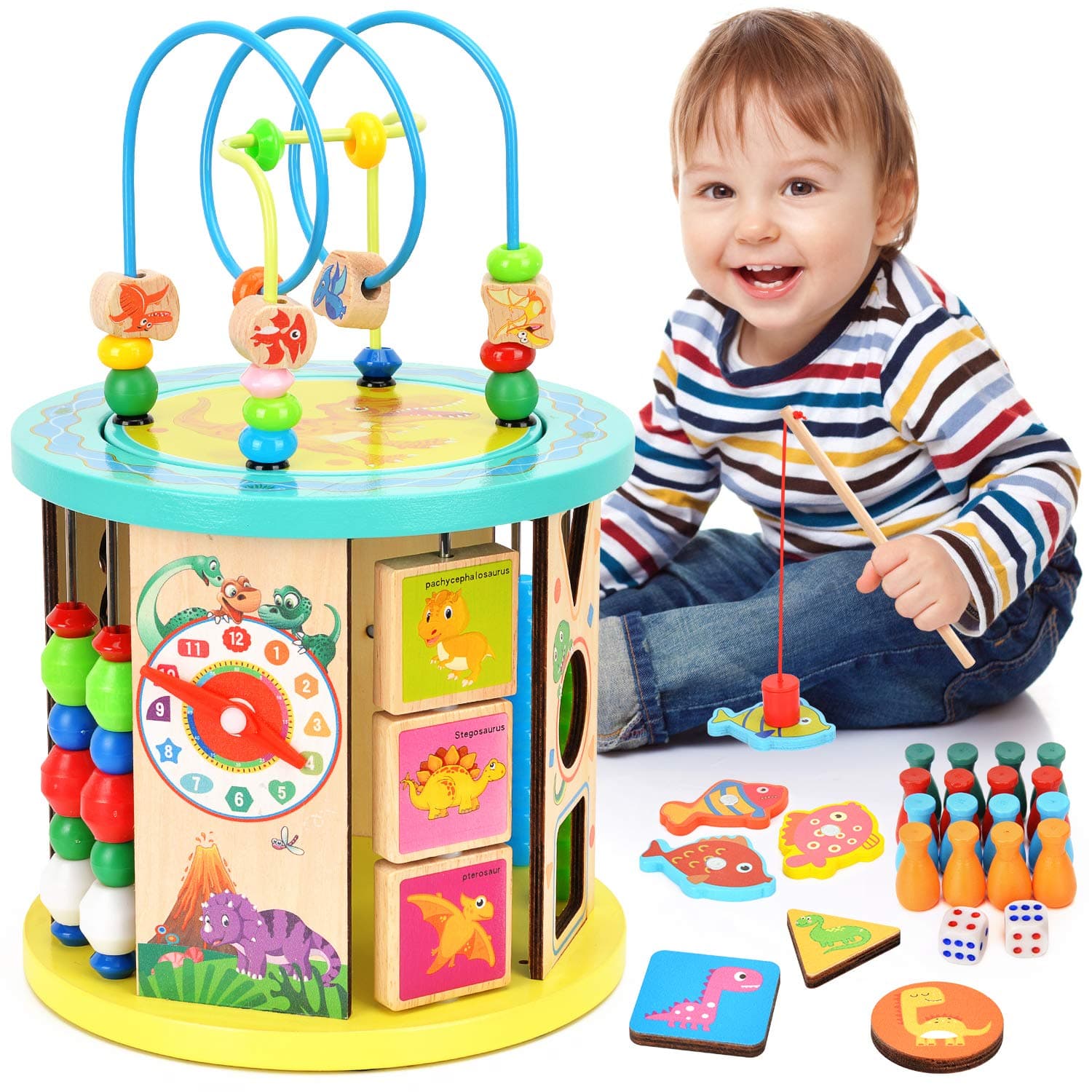 Wooden Activity Cube Bead Maze 10 in 1 Multi-purpose Educational Toys for Baby Kids Children Toddlers