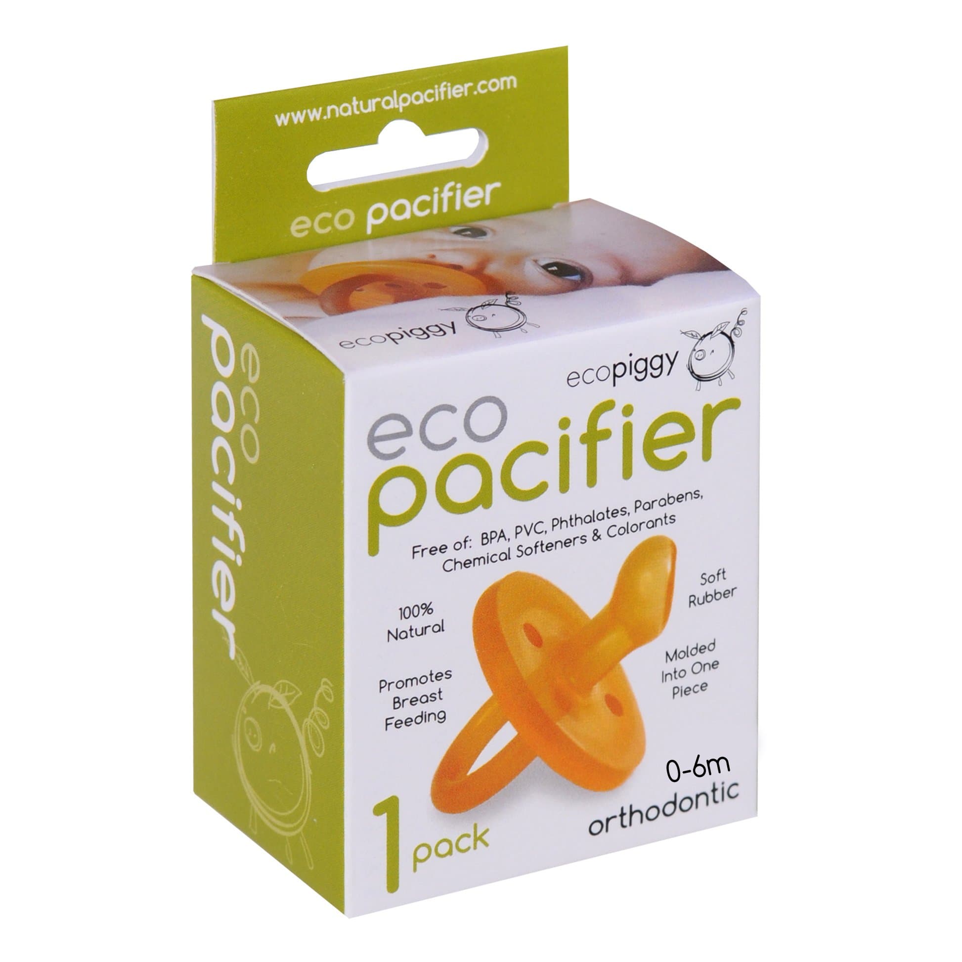 Ecopacifier Orthodontic Natural Pacifier (1 Pack) - 0-6 Mos
