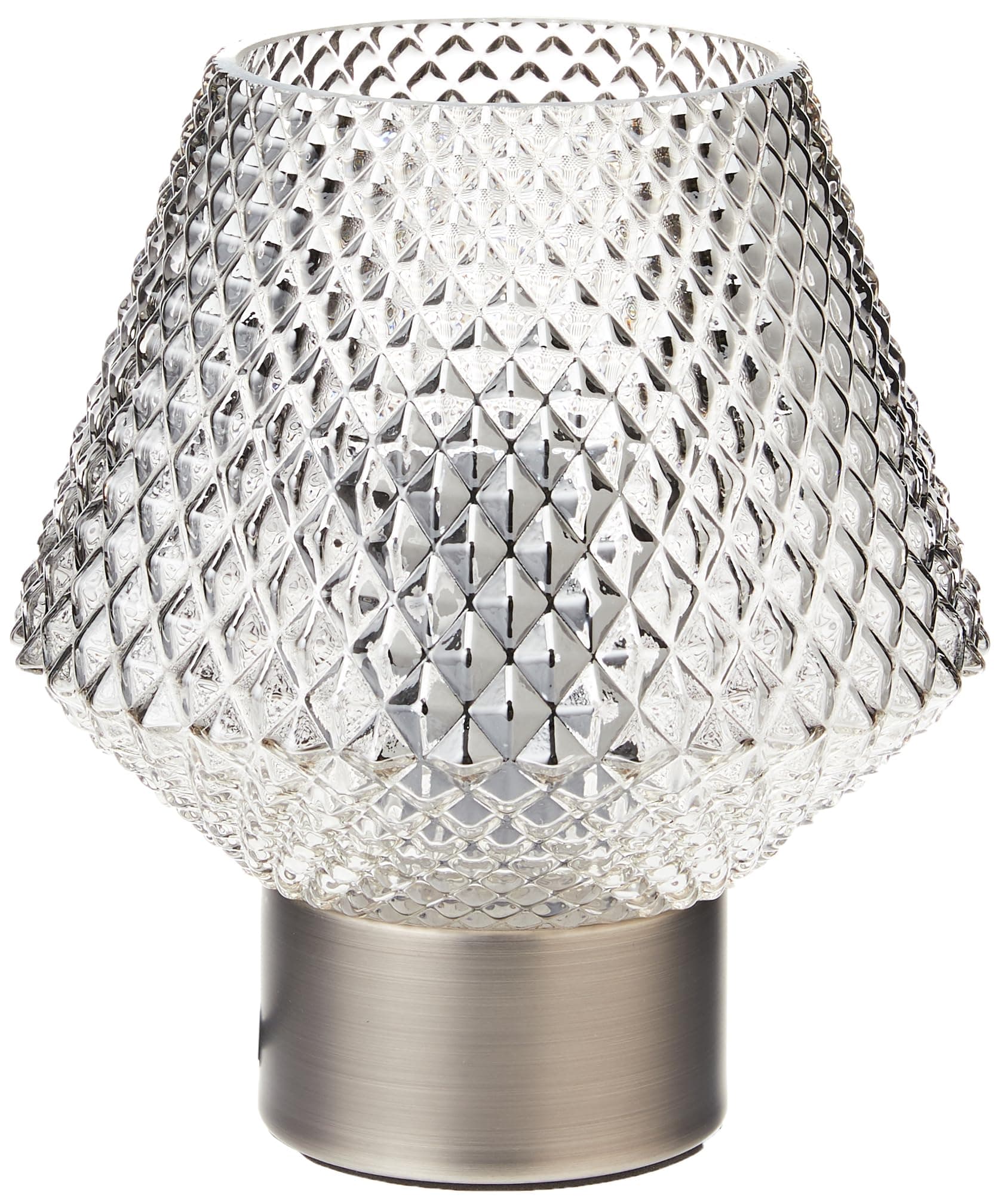 Lighting Collection 1 Light Table Lamp with Smoked Diamond Shaped Textured Pressed Glass, Chrome Base