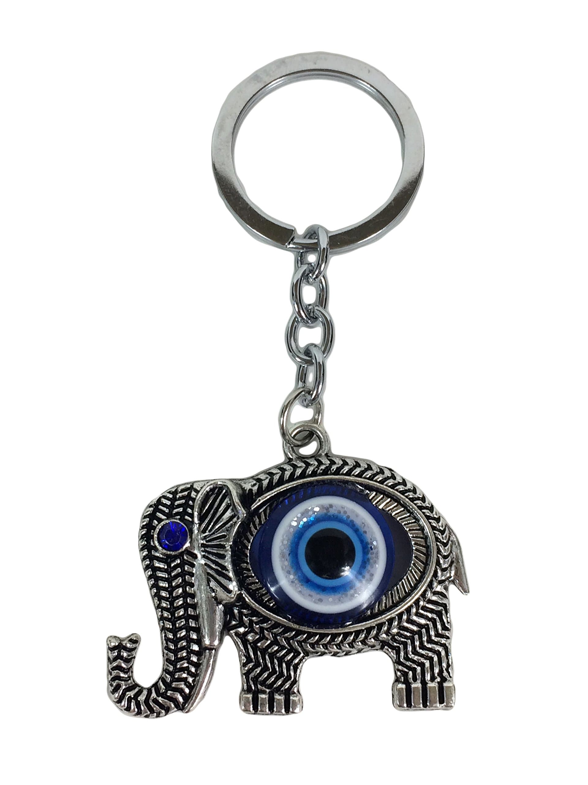 Blue Evil Eye Lucky Elephant Key Chain/Key Ring Protection